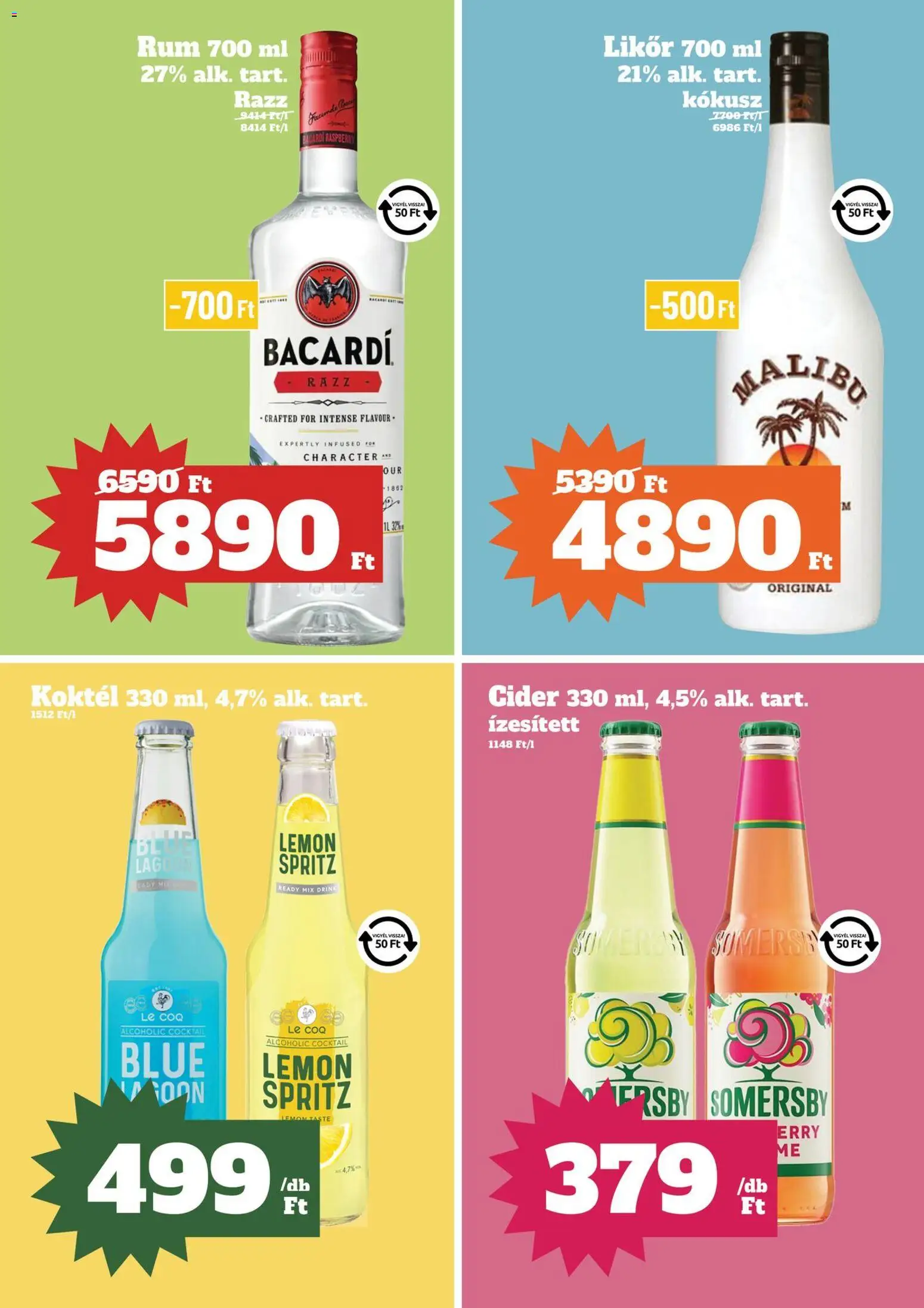 Family Diszkont akciós ujság - amely érvényes a következő dátumtól: 09.04.2026 | Oldal: 15 | Termékek: Kokusz, Bacardi, Rum, Likőr