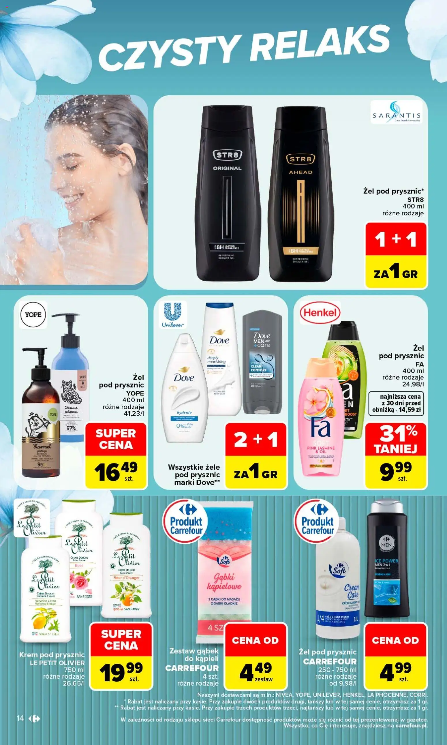 Carrefour gazetka - Siebie znasz najlepiej od 07.09.2026 | Strona: 14 | Produkty: Prysznic, Dove, Żel pod prysznic, Krem