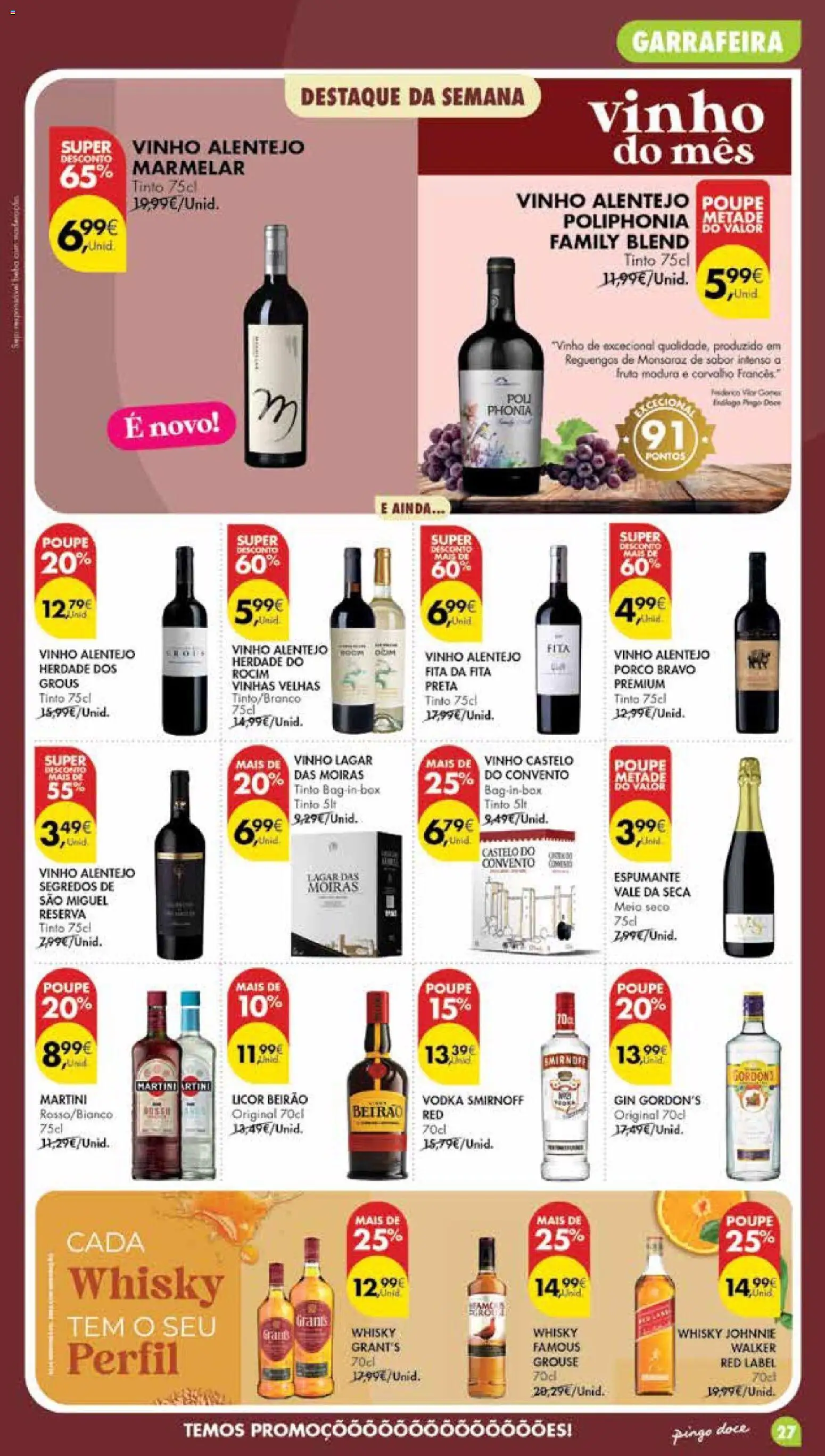 Pingo Doce folheto Poupe Esta Semana Madeira │ válido de 20/10/2026 | Página: 27 | Produtos: Whisky, Gin Gordon's, Vinho, Vodka