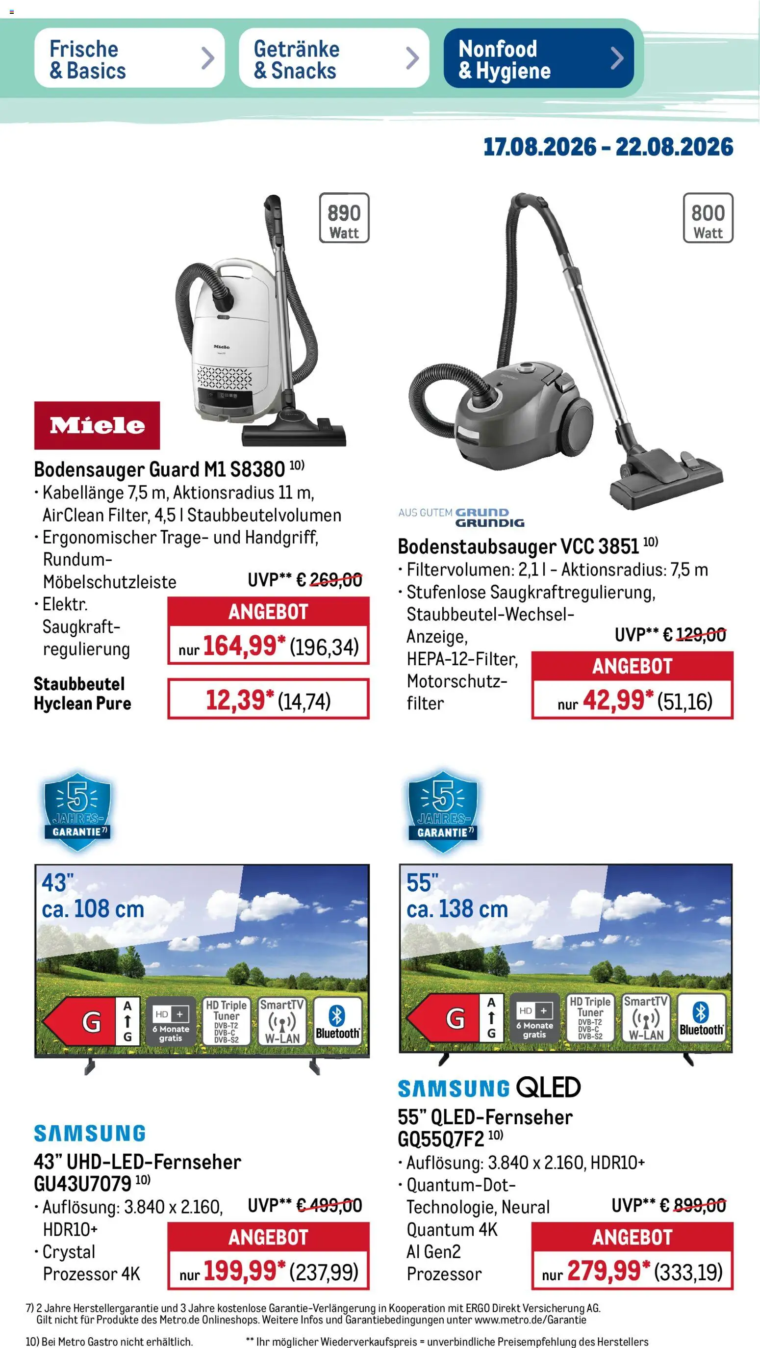 Metro Prospekt – gültig ab 17.08.2026 | Seite: 50 | Produkte: Miele, Samsung