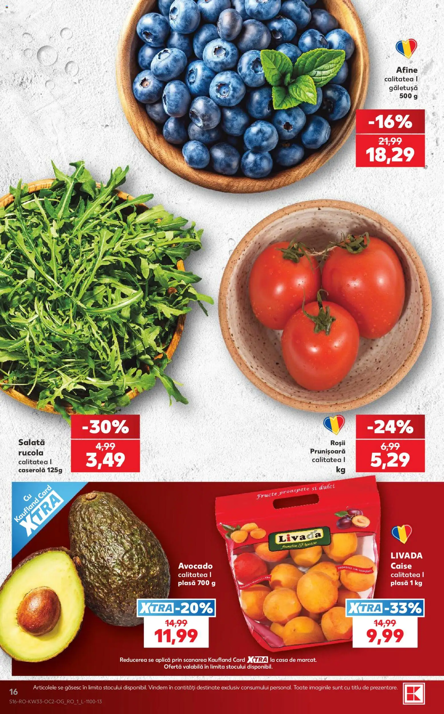 Kaufland Zalau 12.08.2026 - Revista si Oferta | Pagină: 16 | Produse: Afine, Roșii, Caise, Fructe