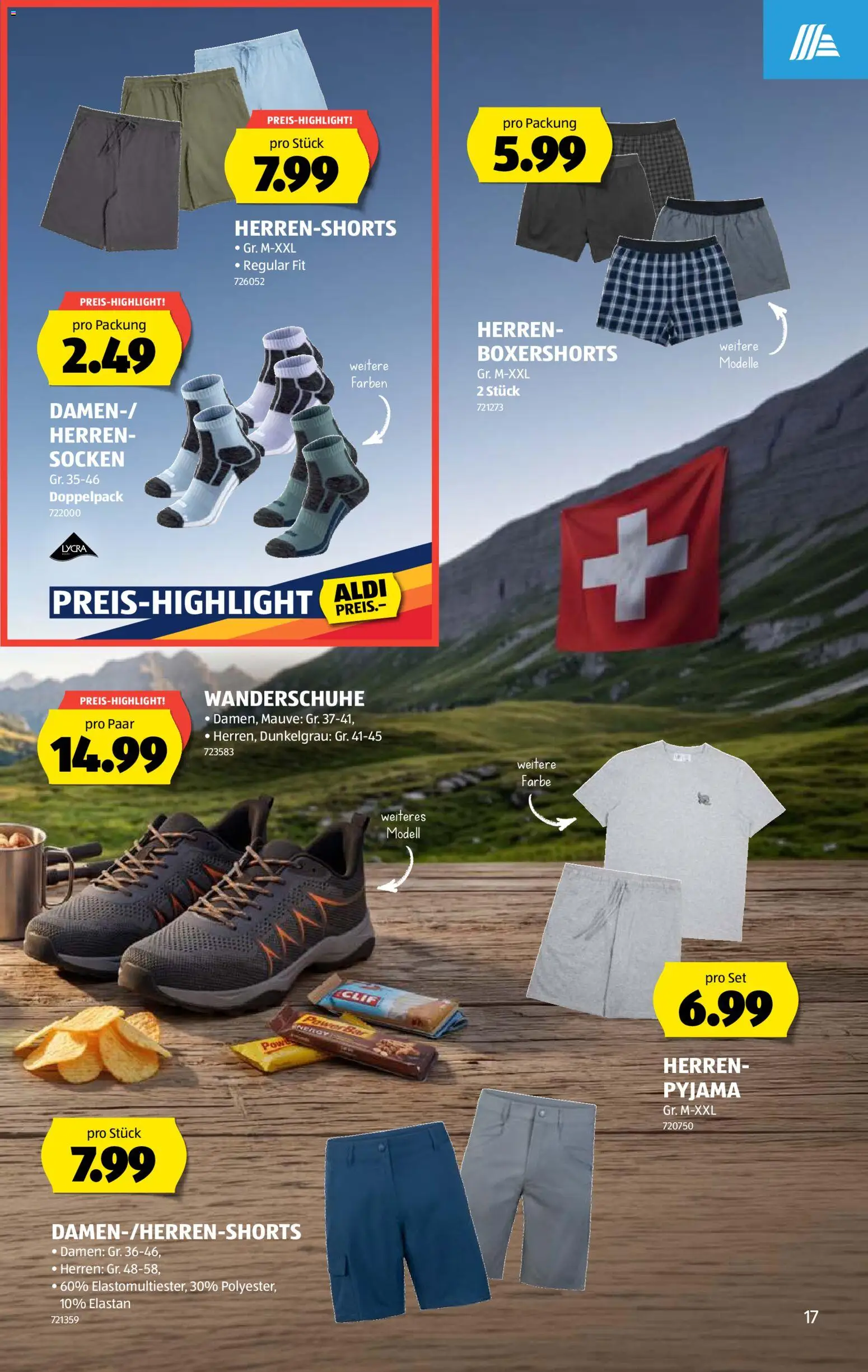Aldi aktionen – gültig ab 30.07.2026 | Seite: 17 | Produkte: Socken, Pyjama, Boxer