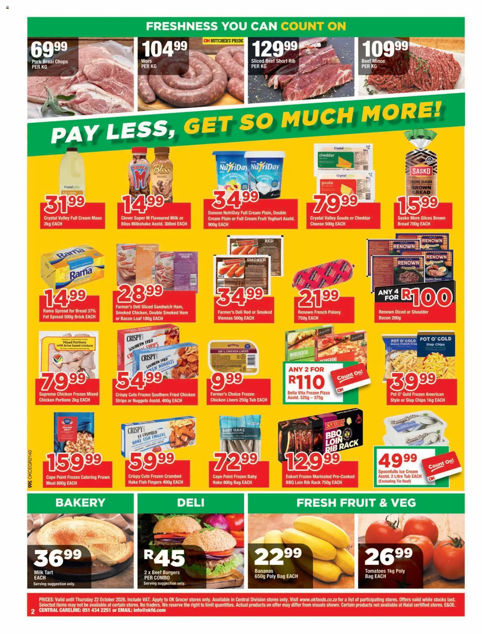 New OK Foods catalogue – valid from 14/10/2026 | Page: 2 | Products: Bag, Milk, Cheese, Bananas