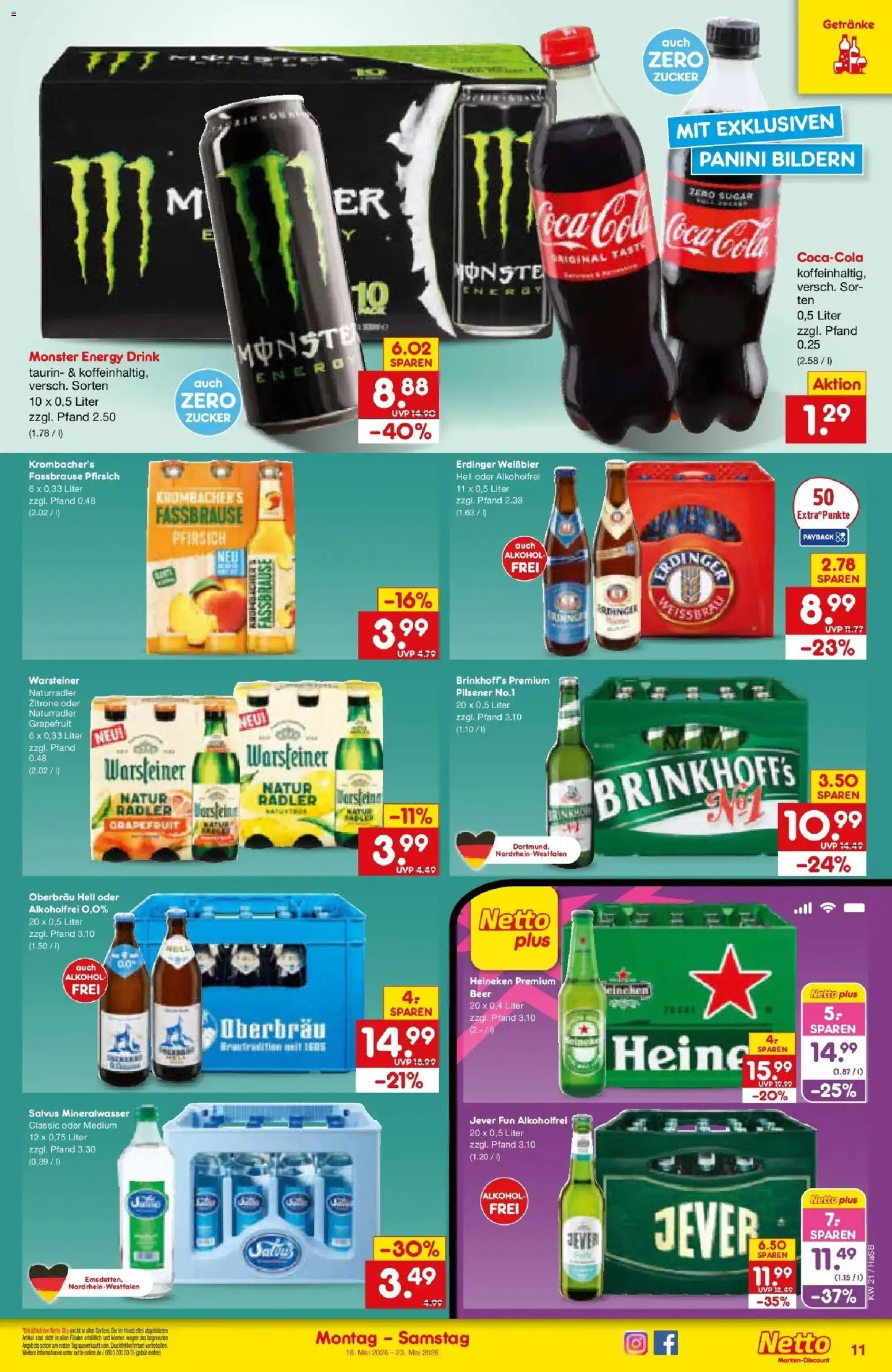 Netto Marken-Discount Prospekt Wuppertal	 – gültig ab 17.05.2026 | Seite: 11 | Produkte: Coca cola, Mineralwasser, Zitrone, Jever