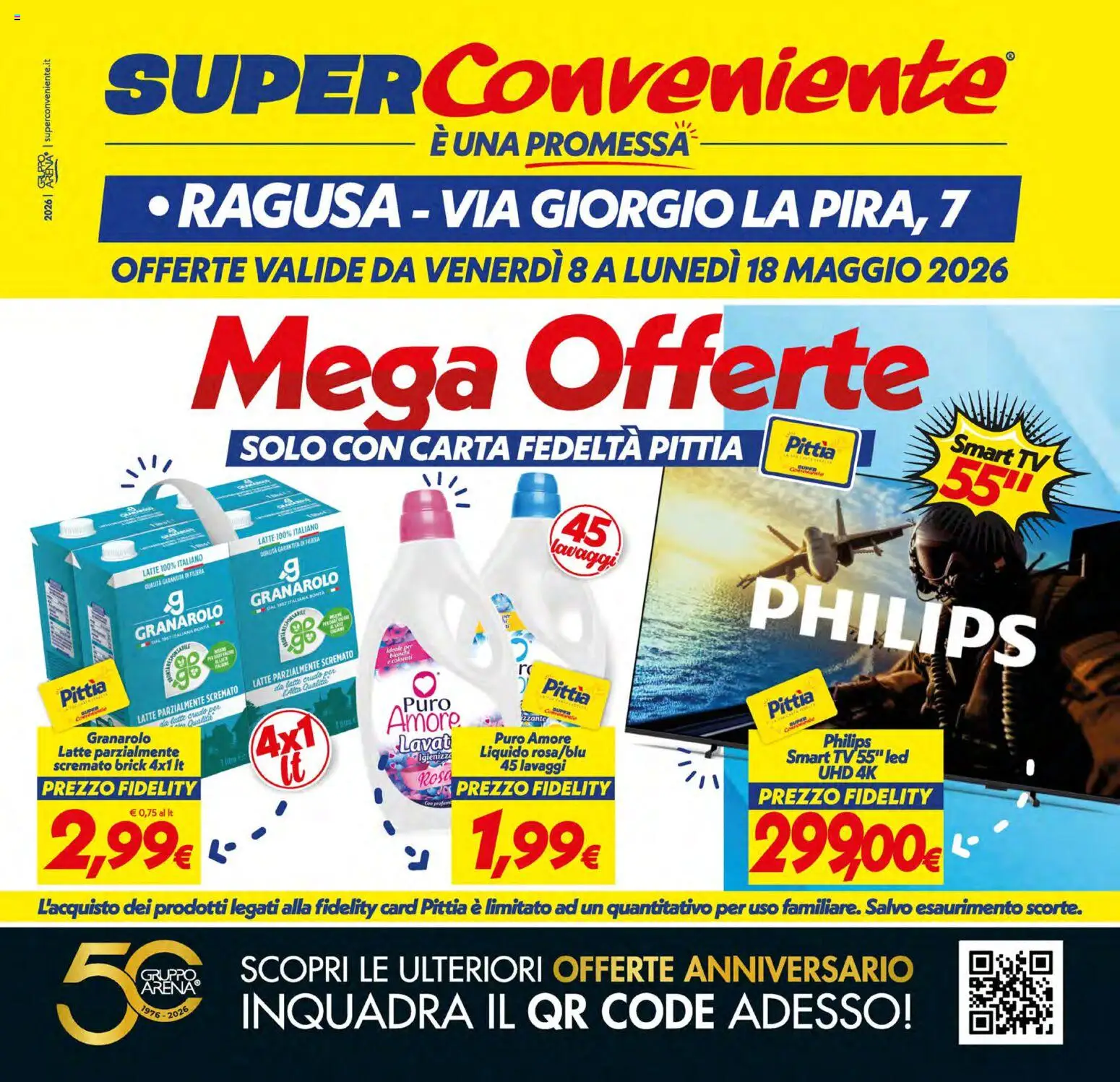 Volantino SuperConveniente del 08.05.2026 | Pagina: 1 | Prodotti: smart TV, Latte, TV, Latte parzialmente scremato