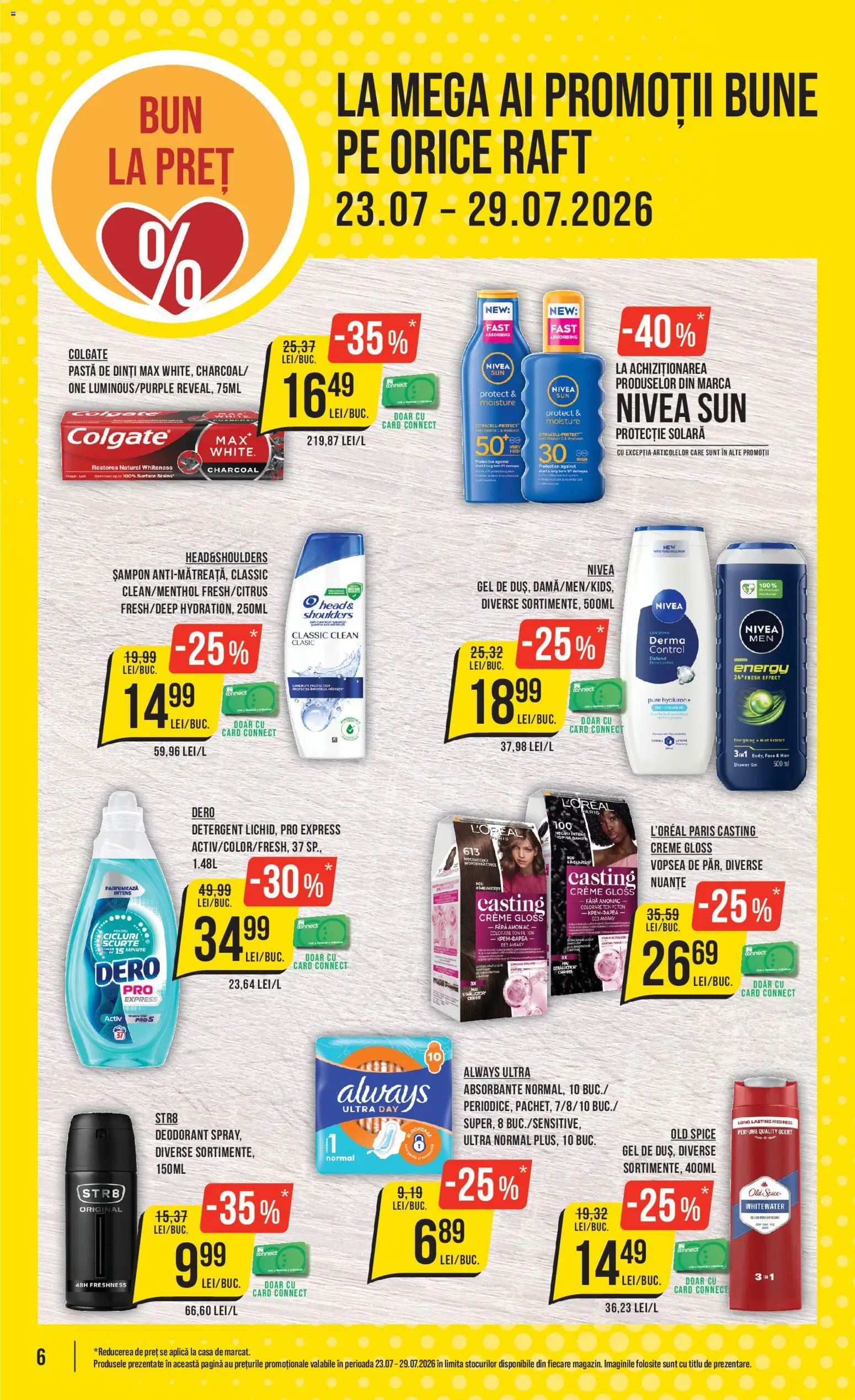 Noul catalog Mega Image – valabil de la 23.07.2026 | Pagină: 6 | Produse: Nivea, Clean, Vopsea, Detergent