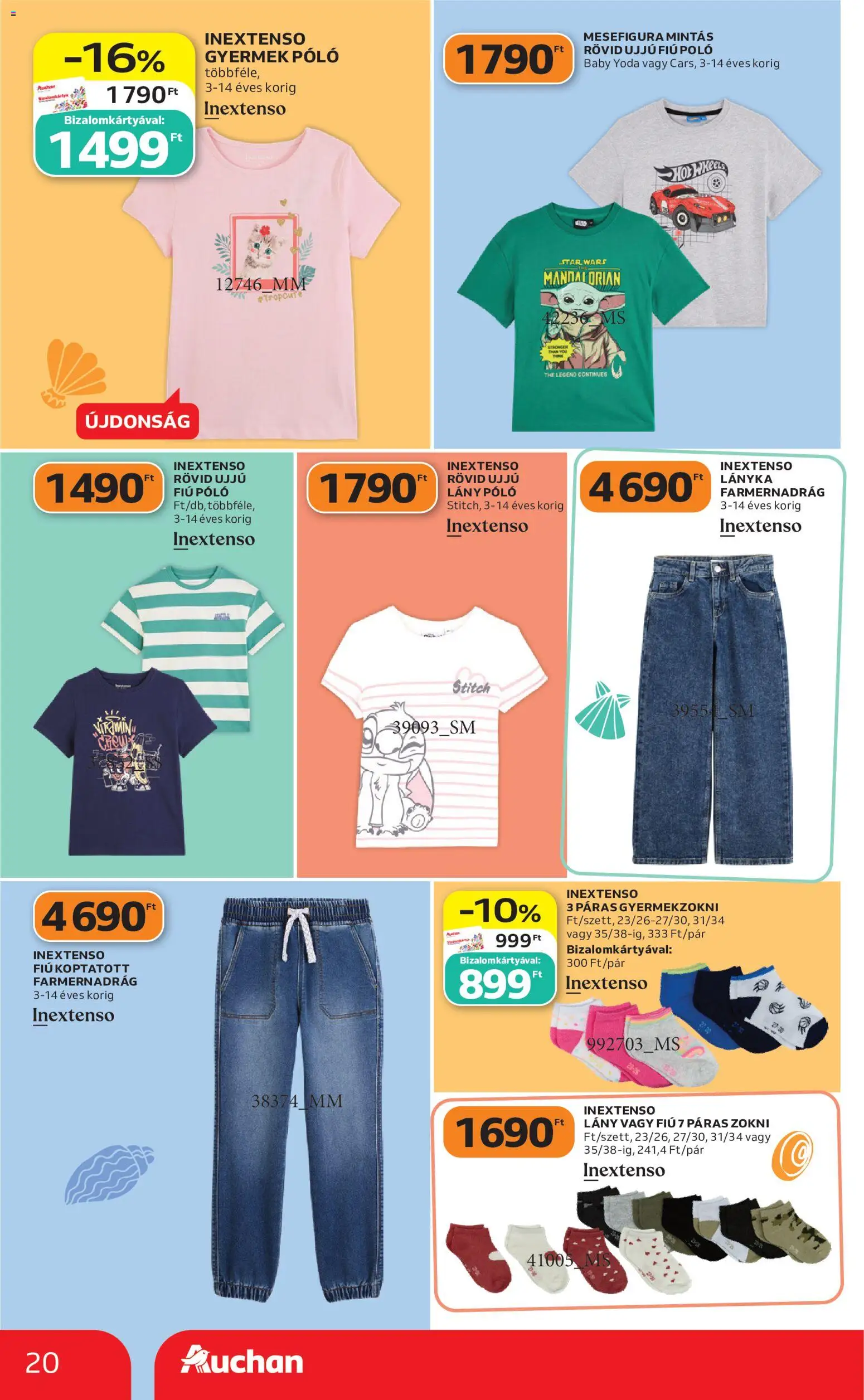 Auchan akciós ujság - amely érvényes a következő dátumtól: 2026.07.23. | Oldal: 20 | Termékek: Farmernadrág, Zokni
