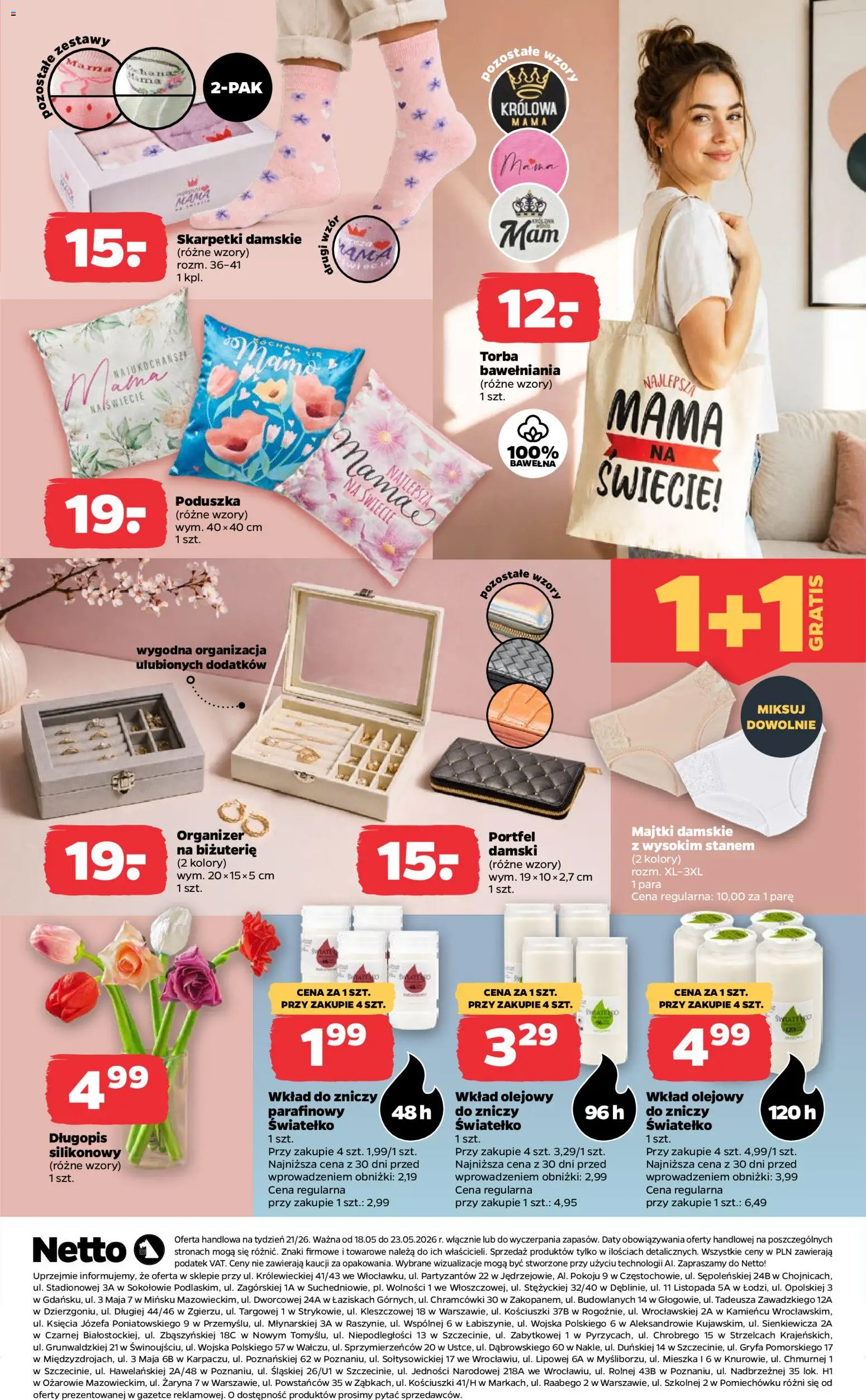 Netto gazetka od poniedziałku NonFood od 18.05.2026 | Strona: 3 | Produkty: Majtki, Skarpetki, Torba, Poduszka