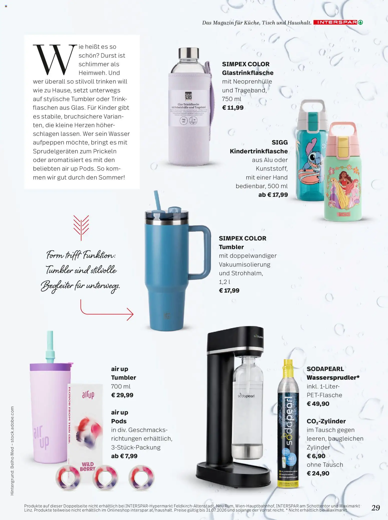 Interspar Mein Zuhause Magazin  gültig ab 07.04.2026 | Seite: 29 | Produkte: Wasser, Tisch