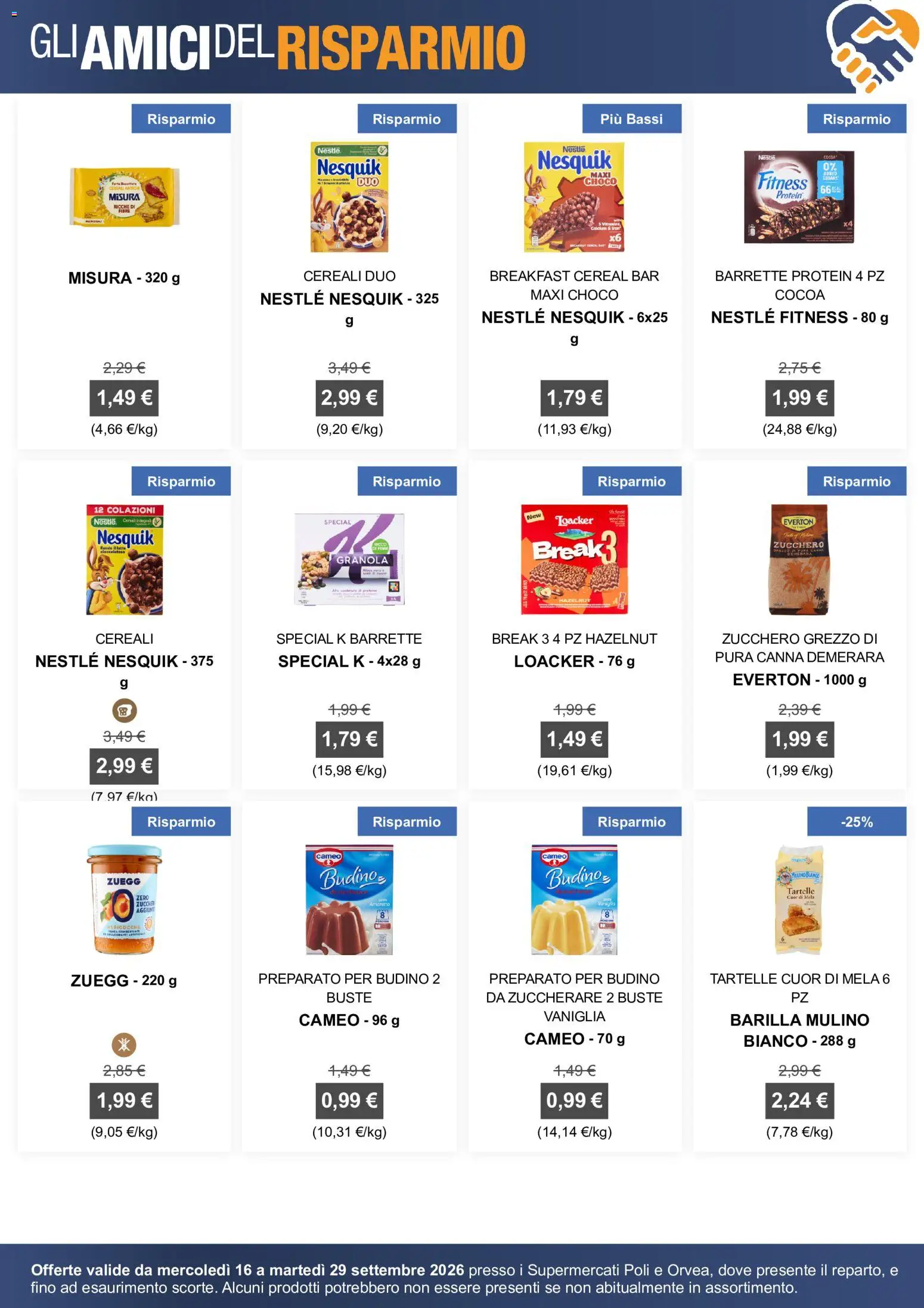 Volantino Poli del 16/09/2026 | Pagina: 3 | Prodotti: Vaniglia, Cereali, Zucchero, Barilla