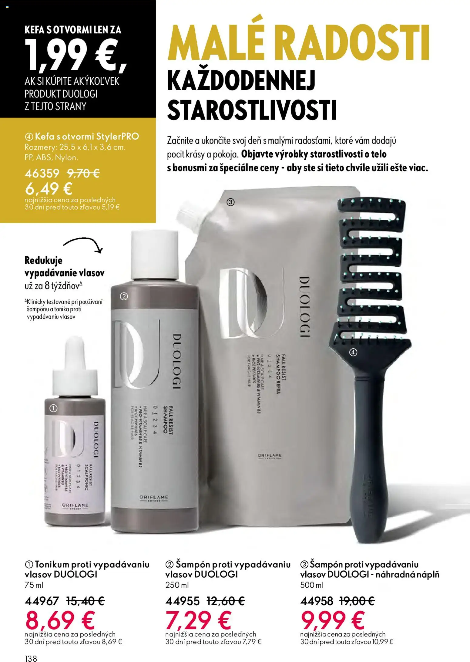 Nové Oriflame akcie – leták je platný od 25.03.2026 | Strana: 138 | Produkty: Šampón, Kefa, Tonic