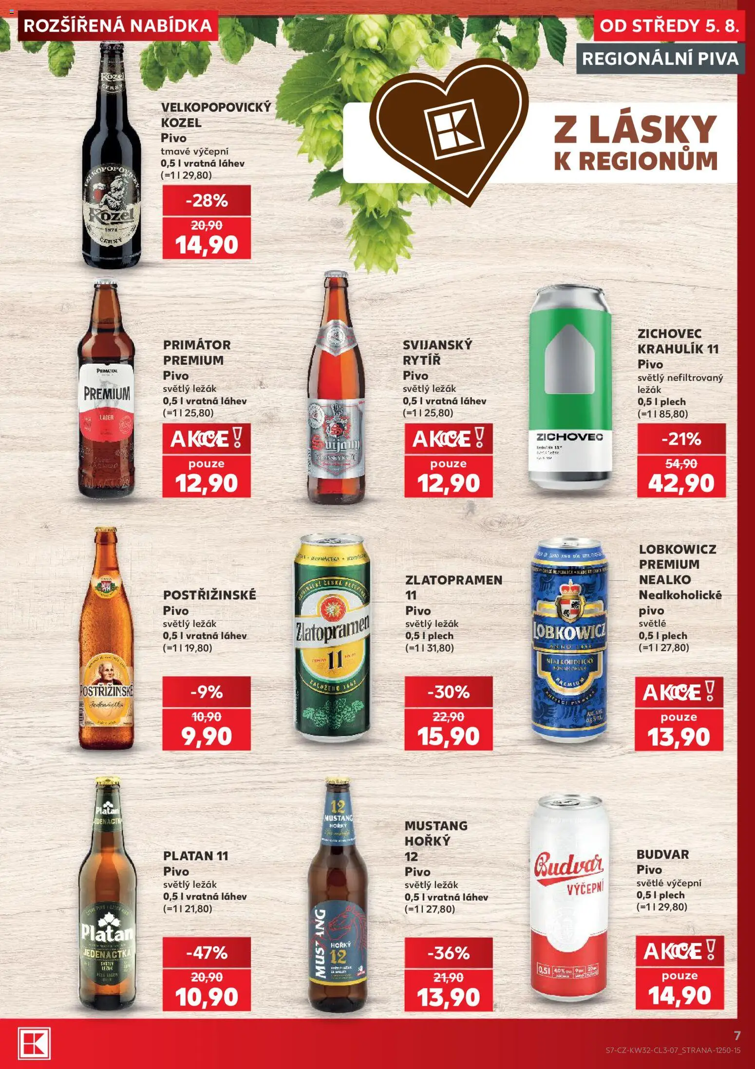 Kaufland leták - Plzeň Bory od 05.08.2026 | Strana: 7 | Produkty: Zlatopramen, Pivo, Velkopopovický Kozel, Svijany