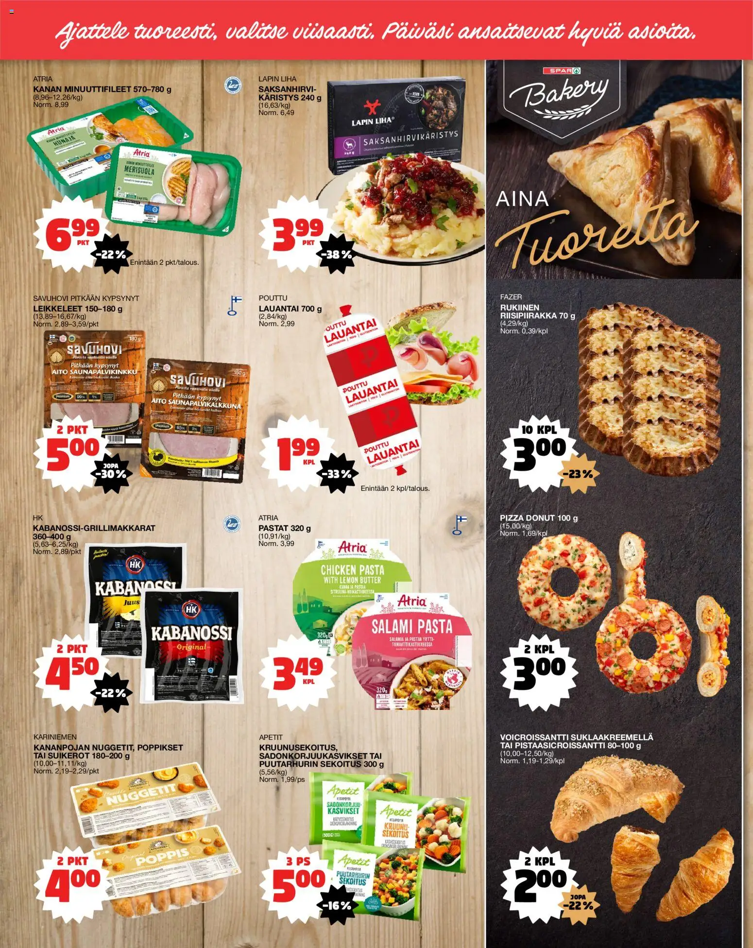 Tokmanni - Eurospar – voimassa 10/09/2026 alkaen | Sivu: 2 | Tuotteet: Salami, Pizza, Pasta, Liha