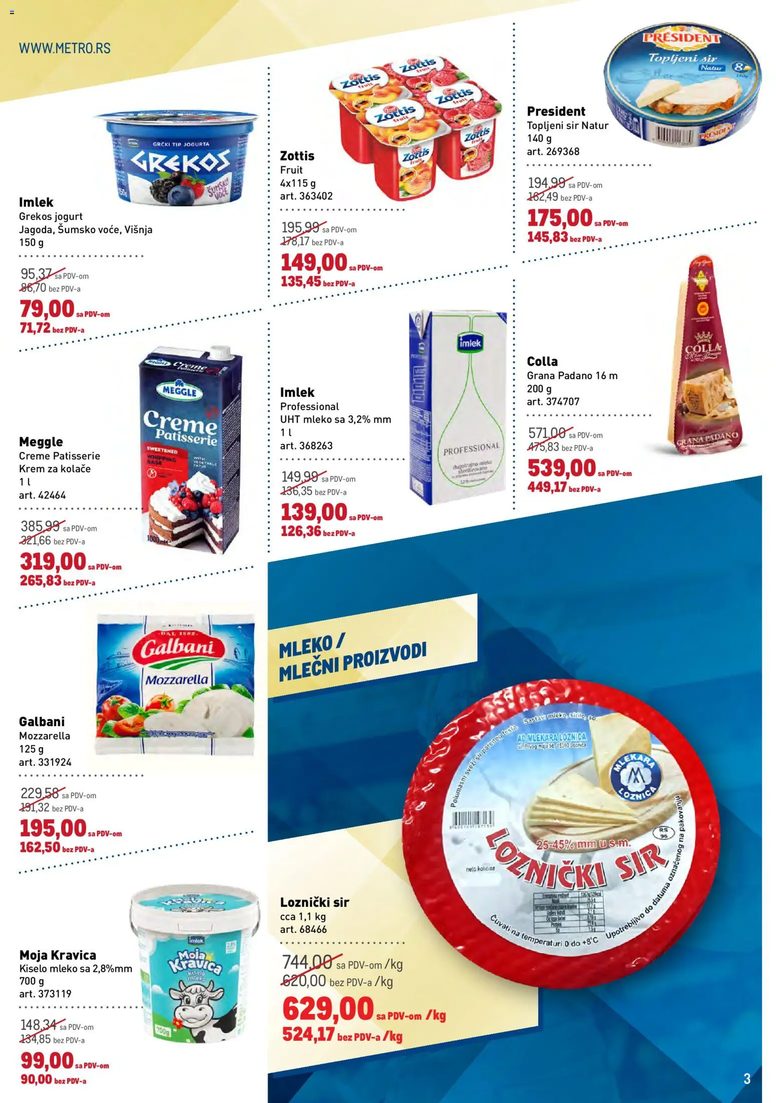 Metro katalog - važi od 03.09.2026 | Strana: 3 | Proizvode: Mlečni proizvodi, Mleko, Grana Padano, Sir