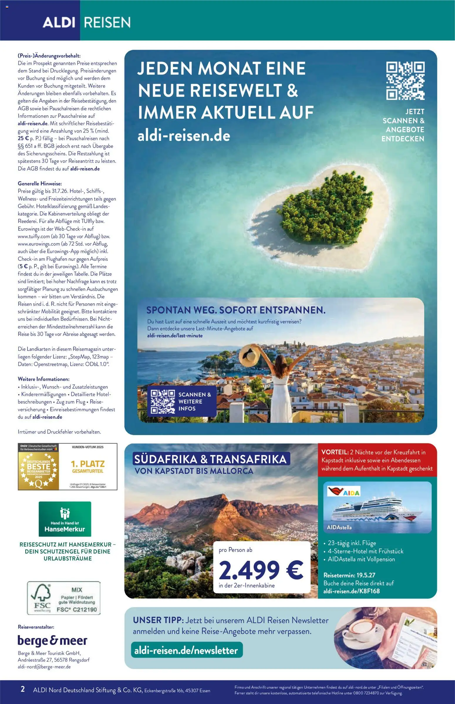 Aldi Reisen Reisemagazin – gültig ab 01.07.2026 | Seite: 2
