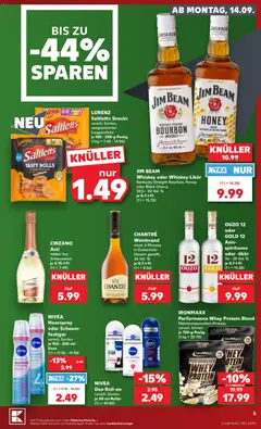 Kaufland DE -DE Folder Richtig Sparen - Voorbeeld van een folder van Kaufland DE, geldig van 14-09-2026 | Pagina: 5 | Producten: Snacks, Bourbon, Whey, Cinzano