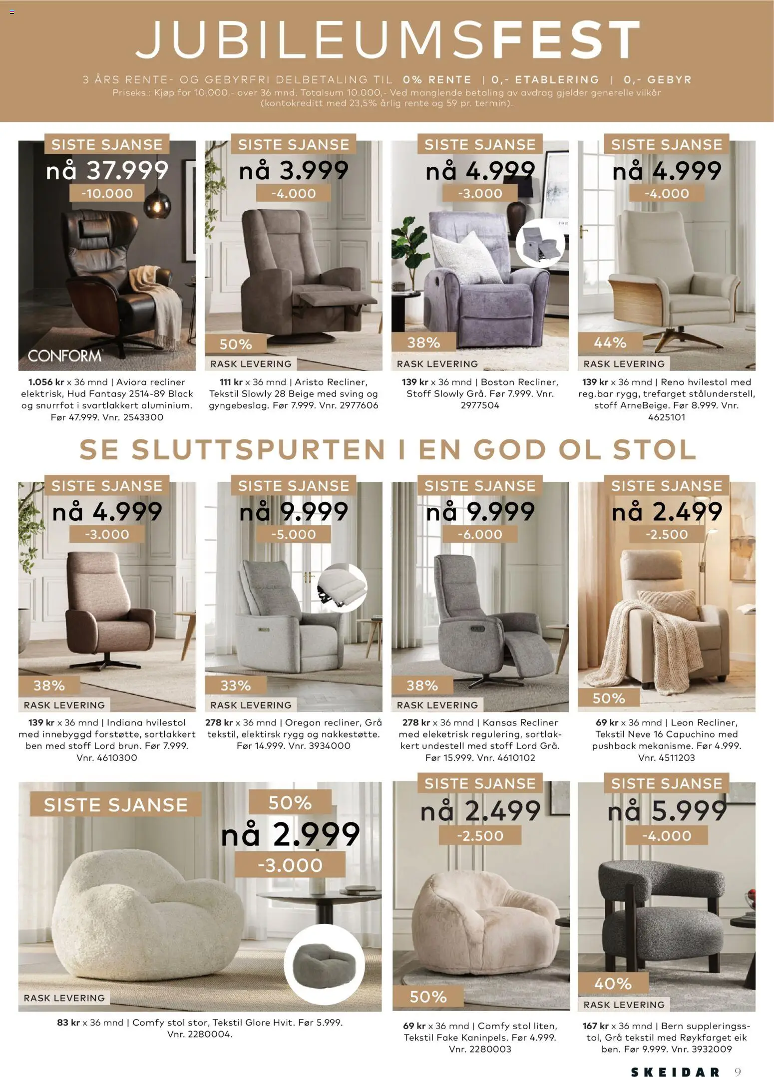{H1} | Side: 9 | Produkter: Øl, Hvilestol, Stol