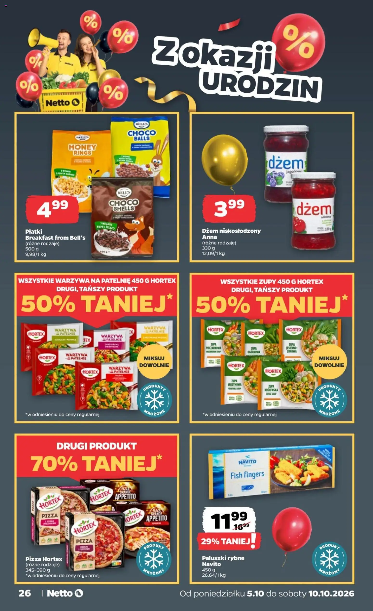 Netto gazetka od poniedziałku od 05.10.2026 | Strona: 26 | Produkty: Patelnie, Dżem, Paluszki, Warzywa