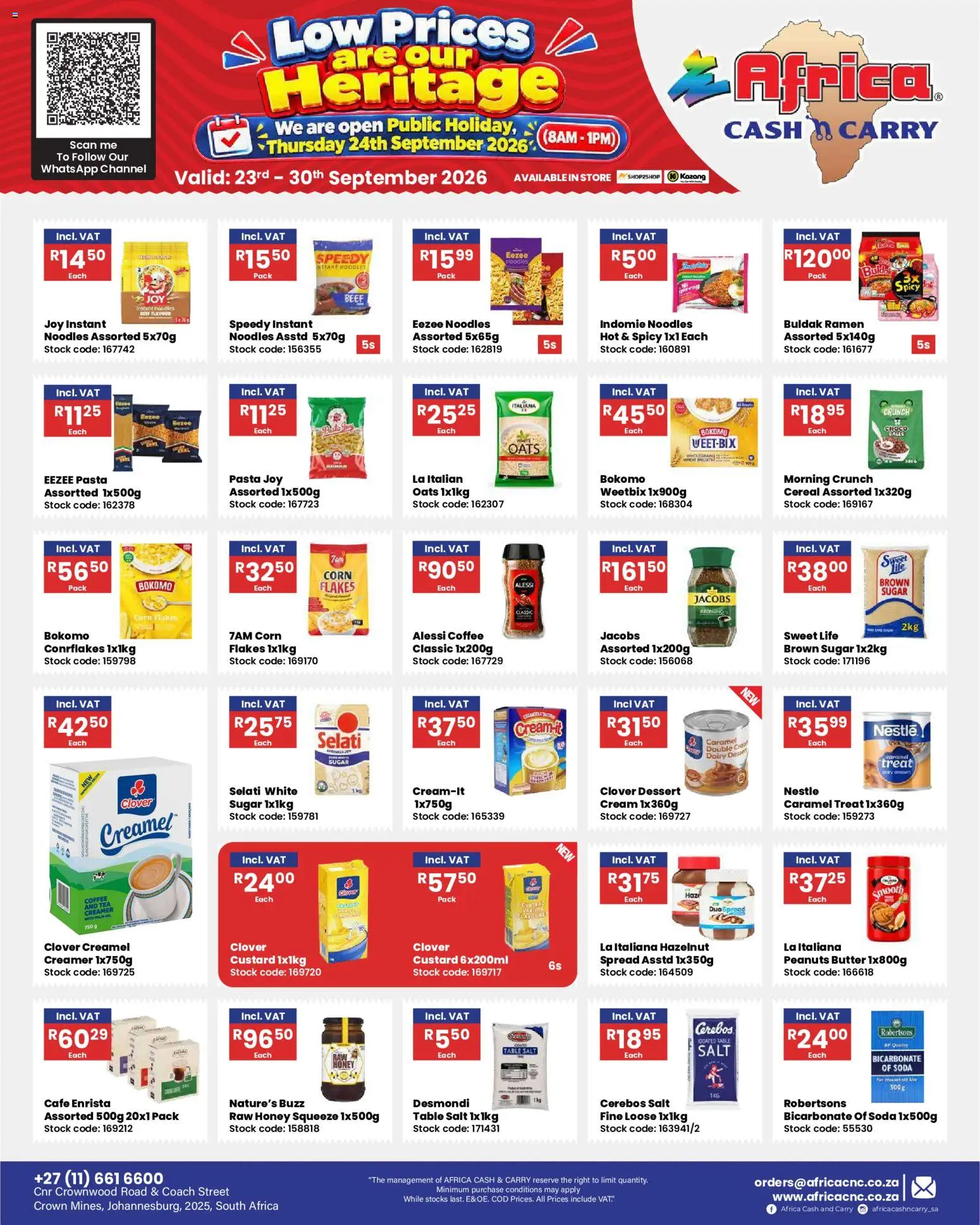 New Africa Cash & Carry catalogue – valid from 23/09/2026 | Page: 26 | Products: Custard, Oats, Beef, Salt