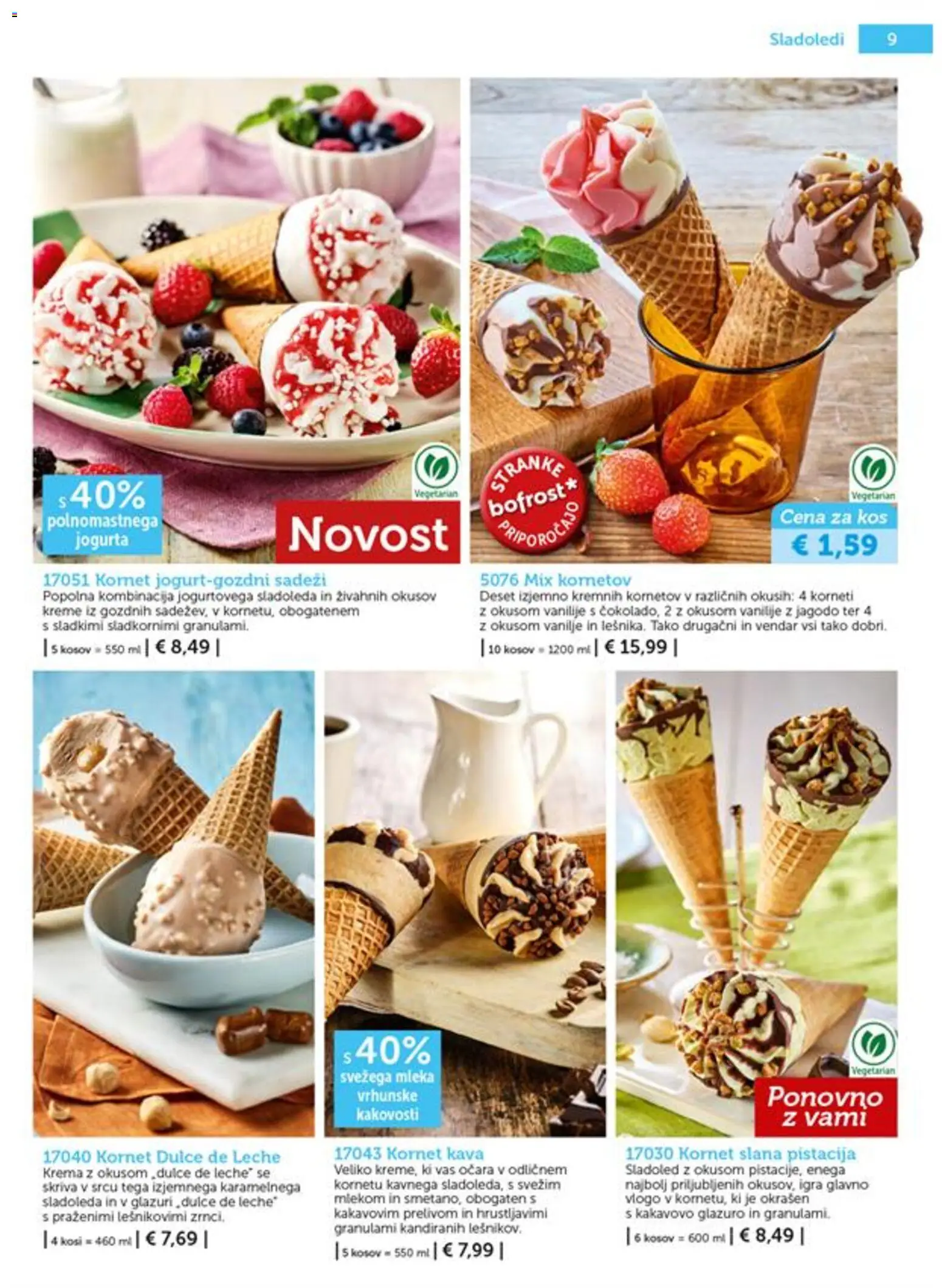Novi Bofrost katalog ponudbe – veljaven od 01.07.2026 | Stran: 9 | Izdelki: Kos, Krema, Kava, Sladoled