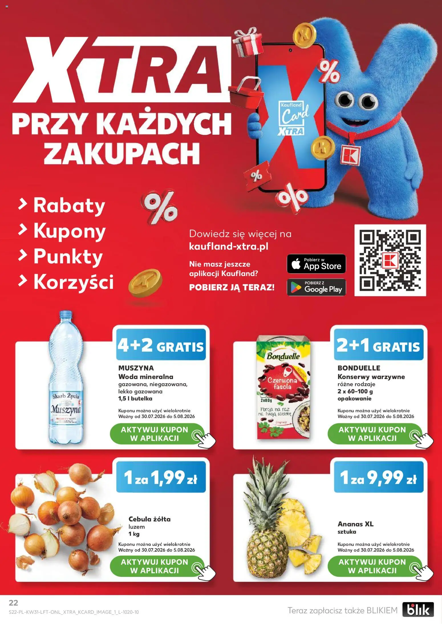 Kaufland gazetka od 30.07.2026 | Strona: 22 | Produkty: Czerwona fasola, Cebula, Ananas, Woda