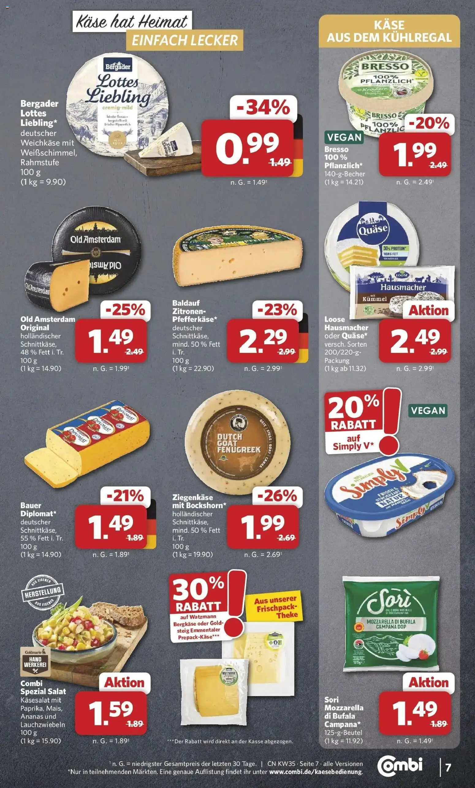 Combi Prospekt Twistringen (ab 24.08.2026) zum Blättern | Seite: 7 | Produkte: Theke, Mozzarella, Ziegenkäse, Bresso