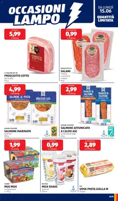 Anteprima del volantino Aldi volantino valido a partire dal 15.06.2026 | Pagina: 13 | Prodotti: Prosciutto Cotto, Uova, Salmone, Terra