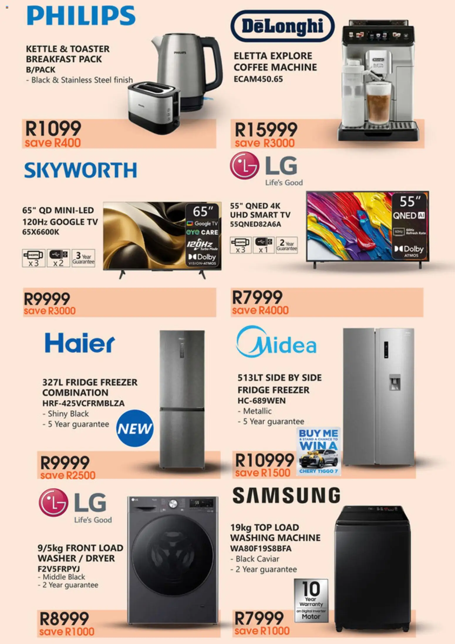 New Tafelberg Furnishers catalogue – valid from 03/07/2026 | Page: 4 | Products: Washing machine, Kettle, TV, Fridge