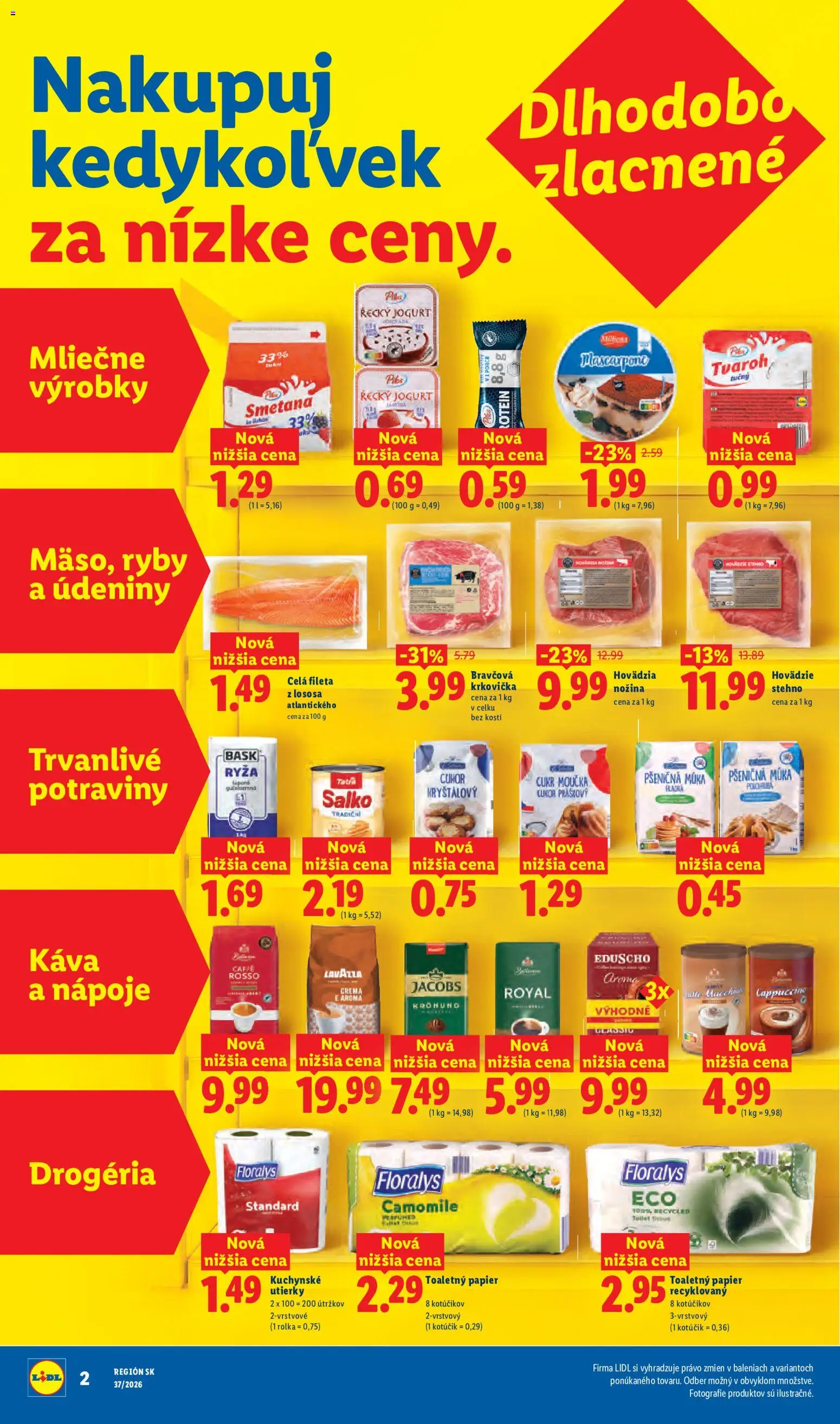 Nové Lidl akcie – leták je platný od 07.09.2026 | Strana: 2 | Produkty: Syr, Lavazza, Pšeničná múka, Krkovička