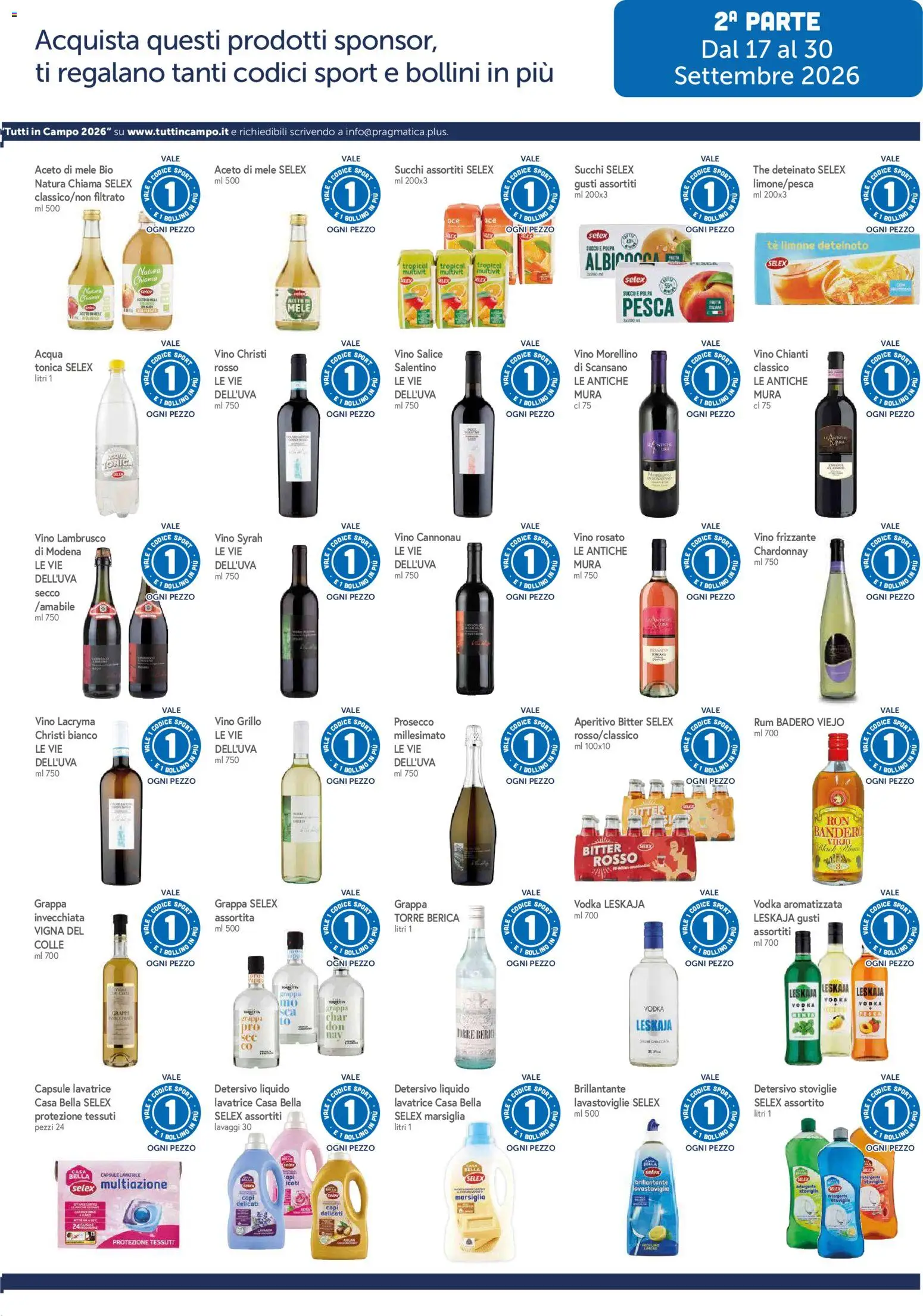 Volantino Famila del 17/09/2026 | Pagina: 17 | Prodotti: Succo, Vodka aromatizzata, Grappa, Vino Chianti