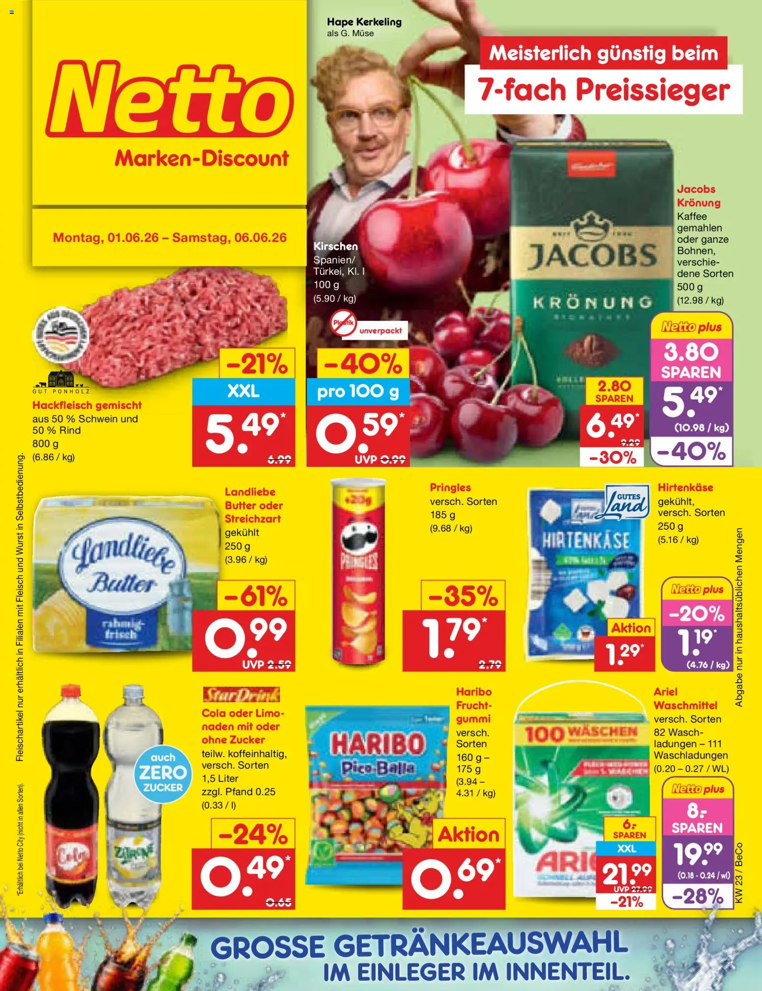 Netto Marken-Discount Prospekt – gültig ab 01.06.2026 | Seite: 1 | Produkte: Haribo, Butter, Landliebe butter, Zucker