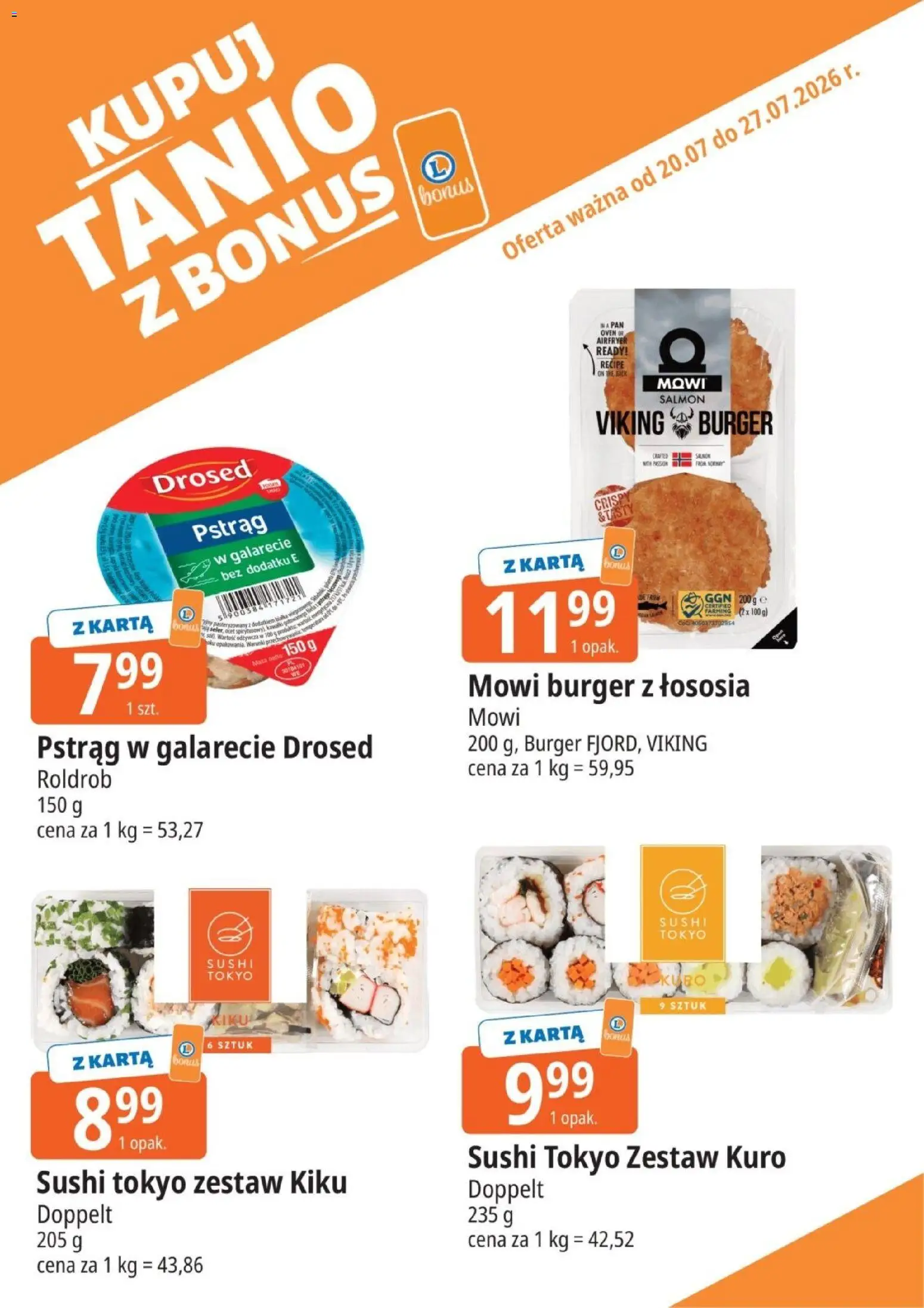 E.Leclerc gazetka - Kupony dodatkowe od 20.07.2026 | Strona: 5 | Produkty: Karta, Ocet, Pstrąg, Sushi