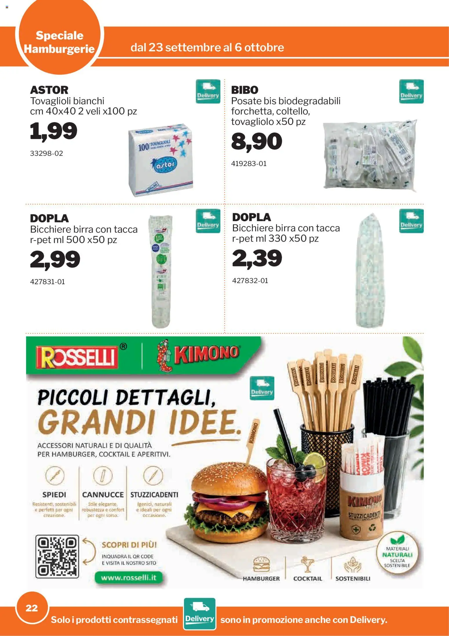 Volantino Sogegross del 23/09/2026 | Pagina: 22 | Prodotti: Birra, Cocktail, Bicchiere, Hamburger