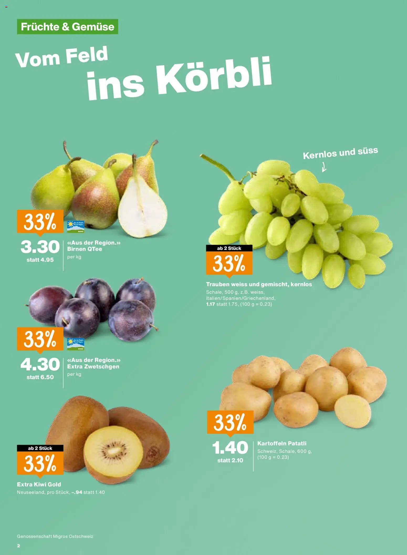 Migros aktionen – gültig ab 03.09.2026 | Seite: 2 | Produkte: Zwetschgen, Gemüse, Kartoffeln, Kiwi