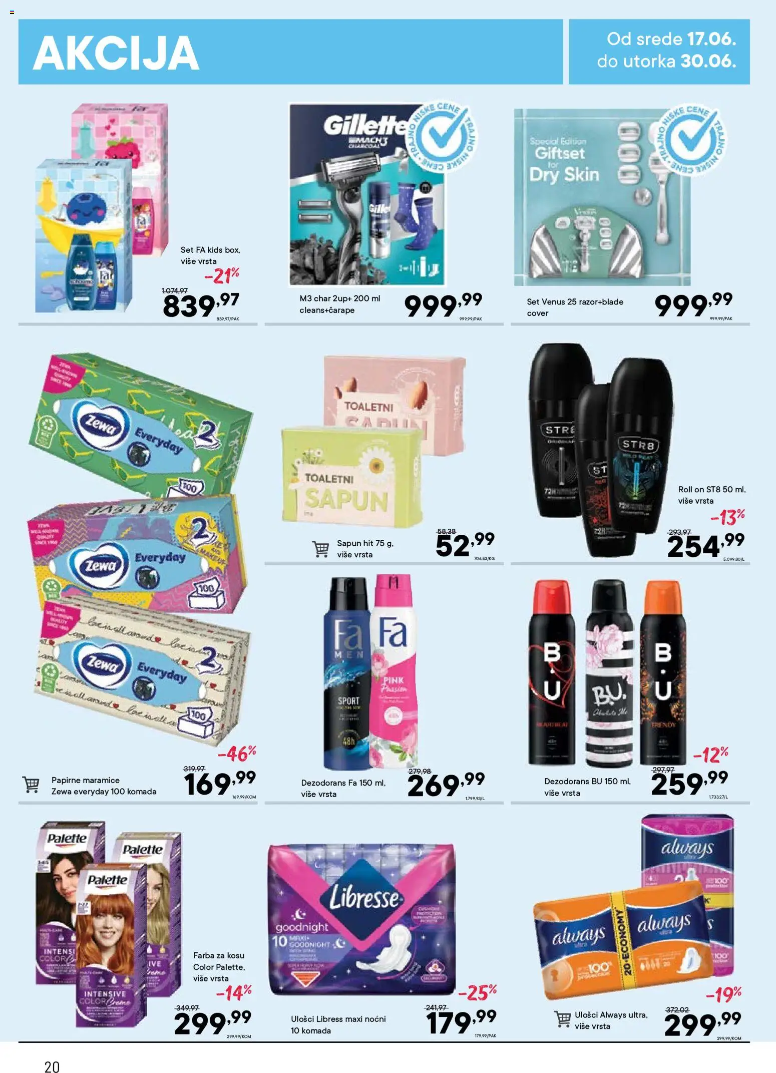 PerSu katalog - važi od 17.06.2026 | Strana: 20 | Proizvode: Gillette, Farba za kosu, Sapun, Dezodorans