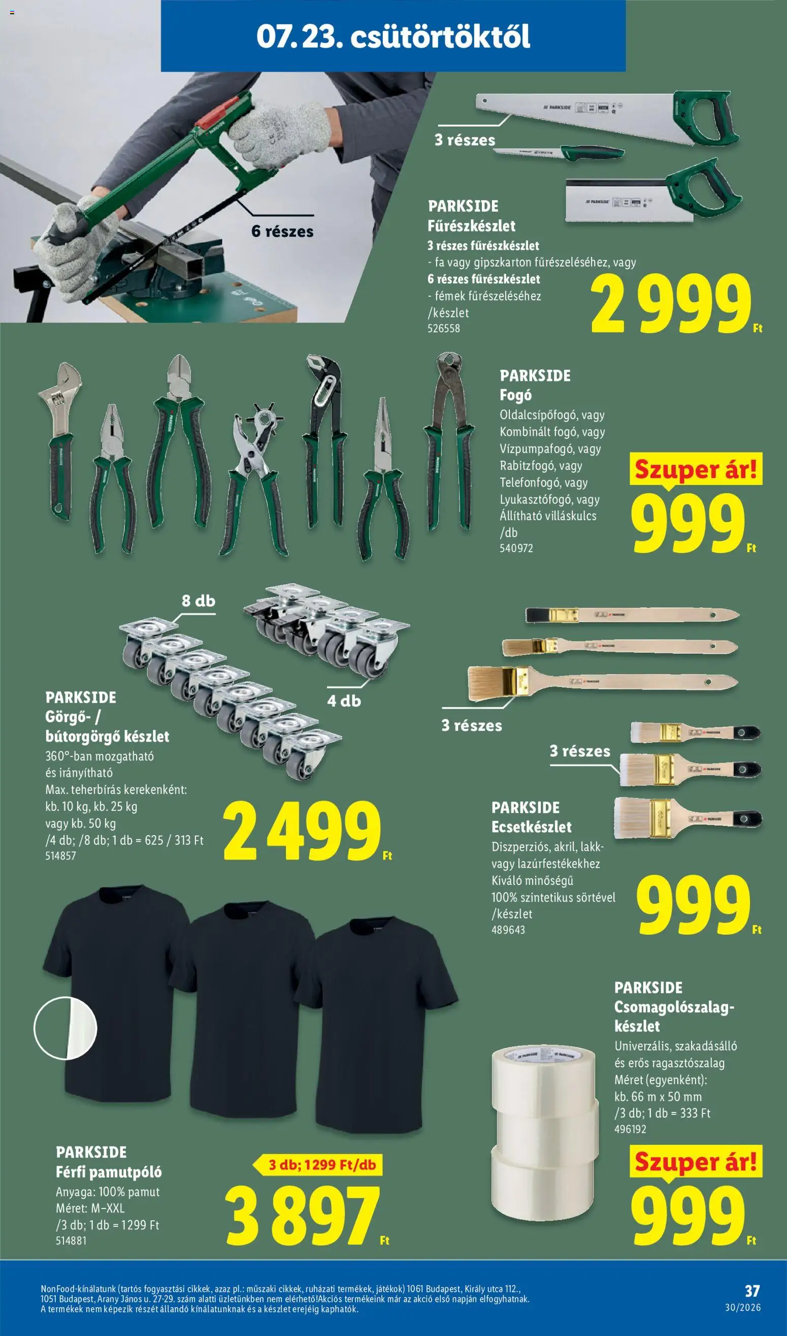 Lidl akciós ujság - amely érvényes a következő dátumtól: 2026.07.23. | Oldal: 37 | Termékek: Parkside, Gipszkarton, Játékok, FA