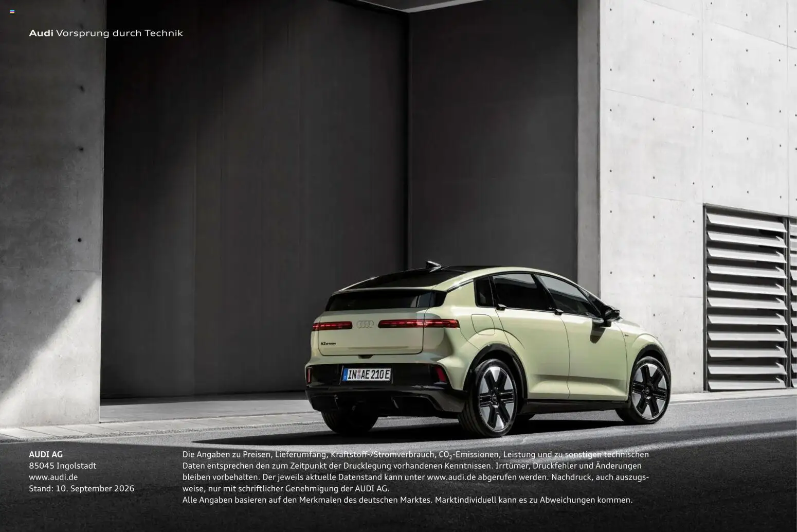 Audi A2 e-tron – gültig ab 10.09.2026 | Seite: 100