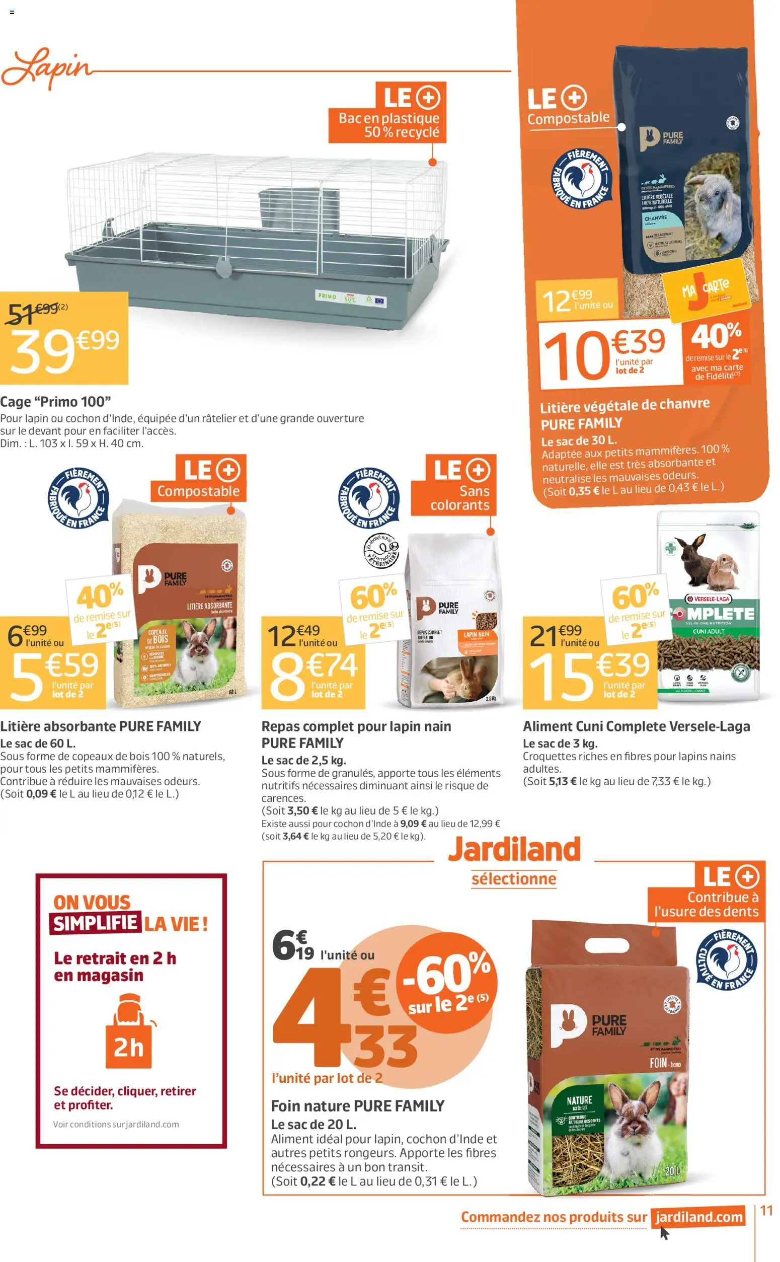{H1} | Page: 11 | Produits: Croquettes, Sac, Cage, Copeaux de bois