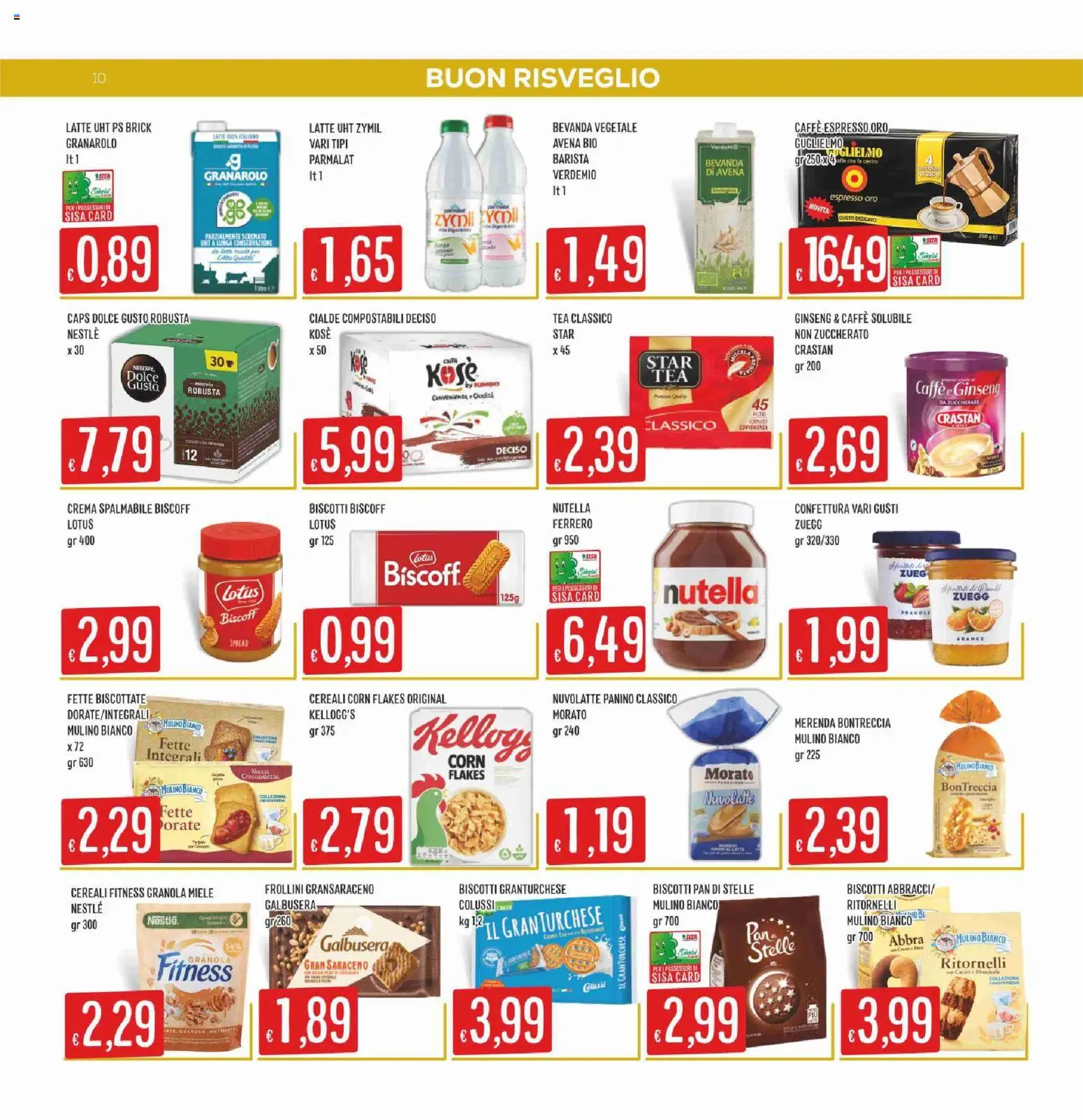 Volantino SISA del 25/06/2026 | Pagina: 10 | Prodotti: Mandorle, Nutella, Fette biscottate, Frollini