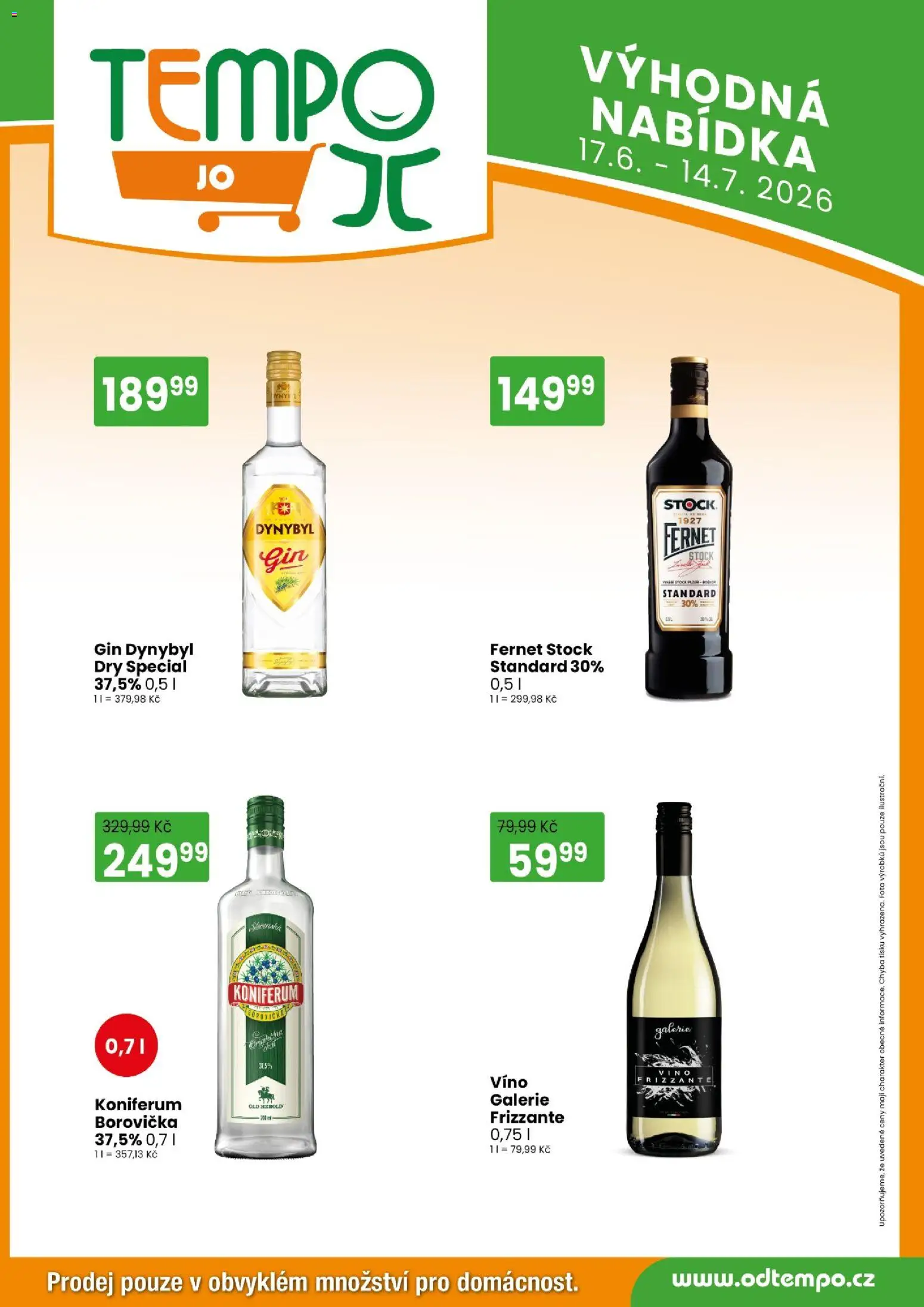 Tempo leták - JO od 17.06.2026 | Strana: 7 | Produkty: Gin, Frizzante, Fernet, Gin Dynybyl