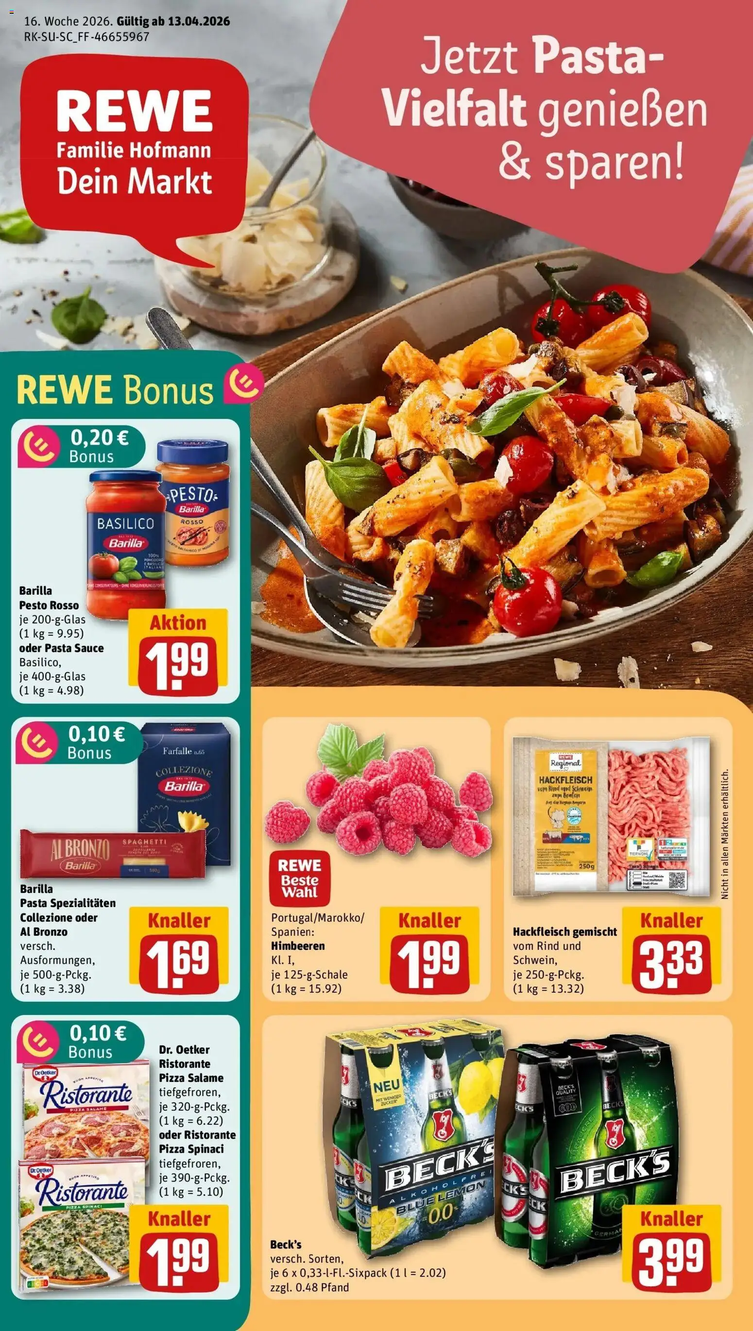 Rewe Prospekt Memmingen	 – gültig ab 12.04.2026 | Seite: 1 | Produkte: Himbeeren, Barilla, Pasta, Hackfleisch