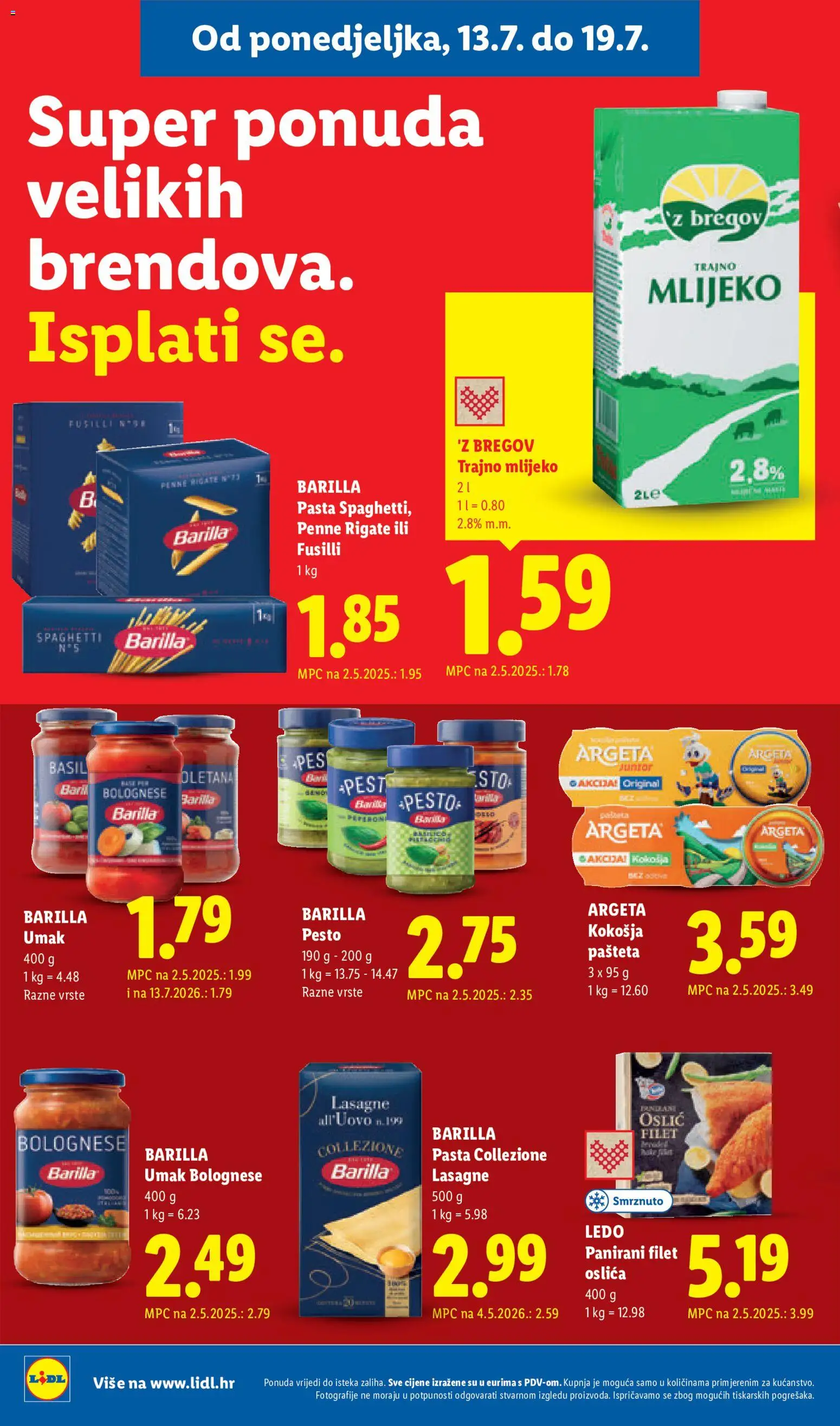 Lidl katalog | vrijedi od 13.07.2026 | Stranica: 8 | Proizvodi: Lasagne, Mlijeko, Umak, Pasta