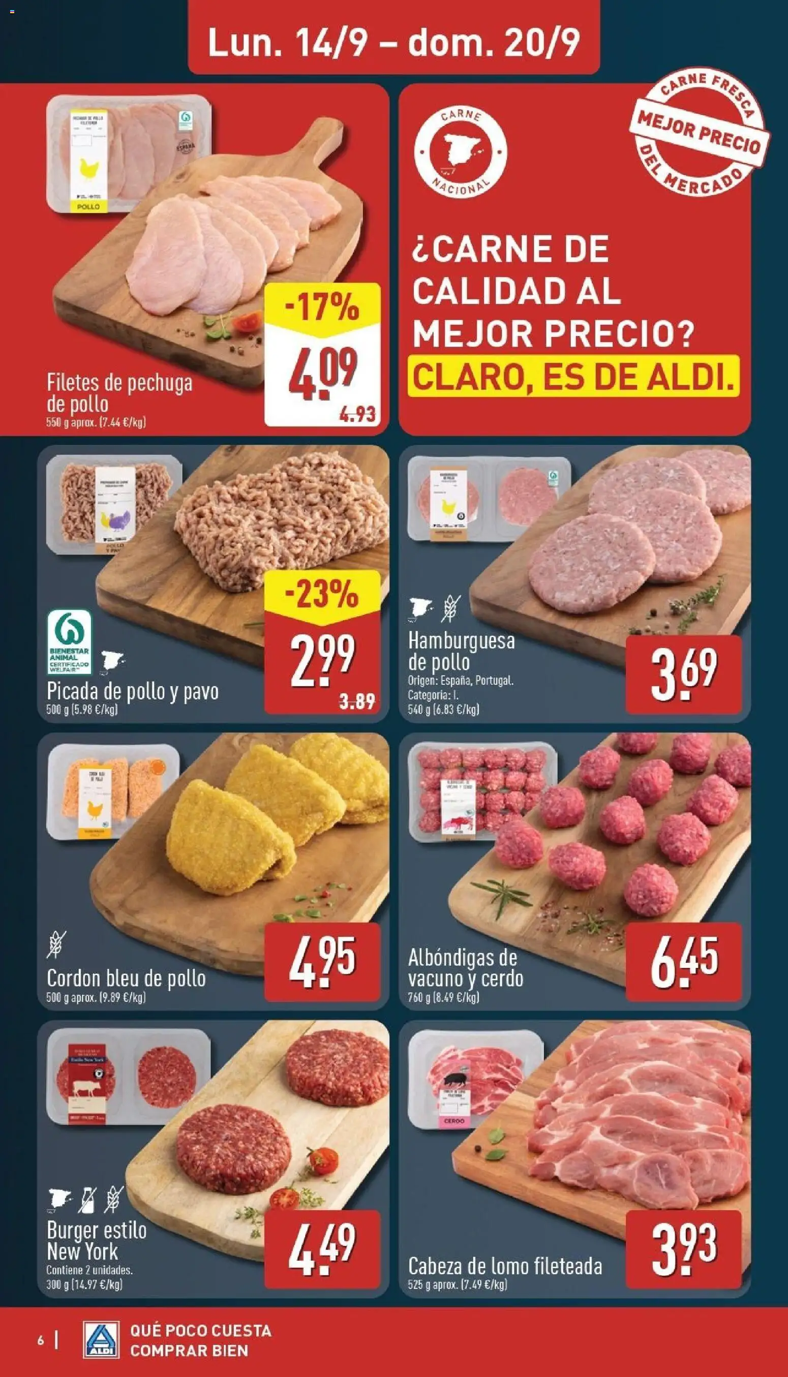 Aldi folleto Canarias │ válido desde el 14/09/2026 | Página: 6 | Productos: Lomo, Cerdo, Pollo, Pavo