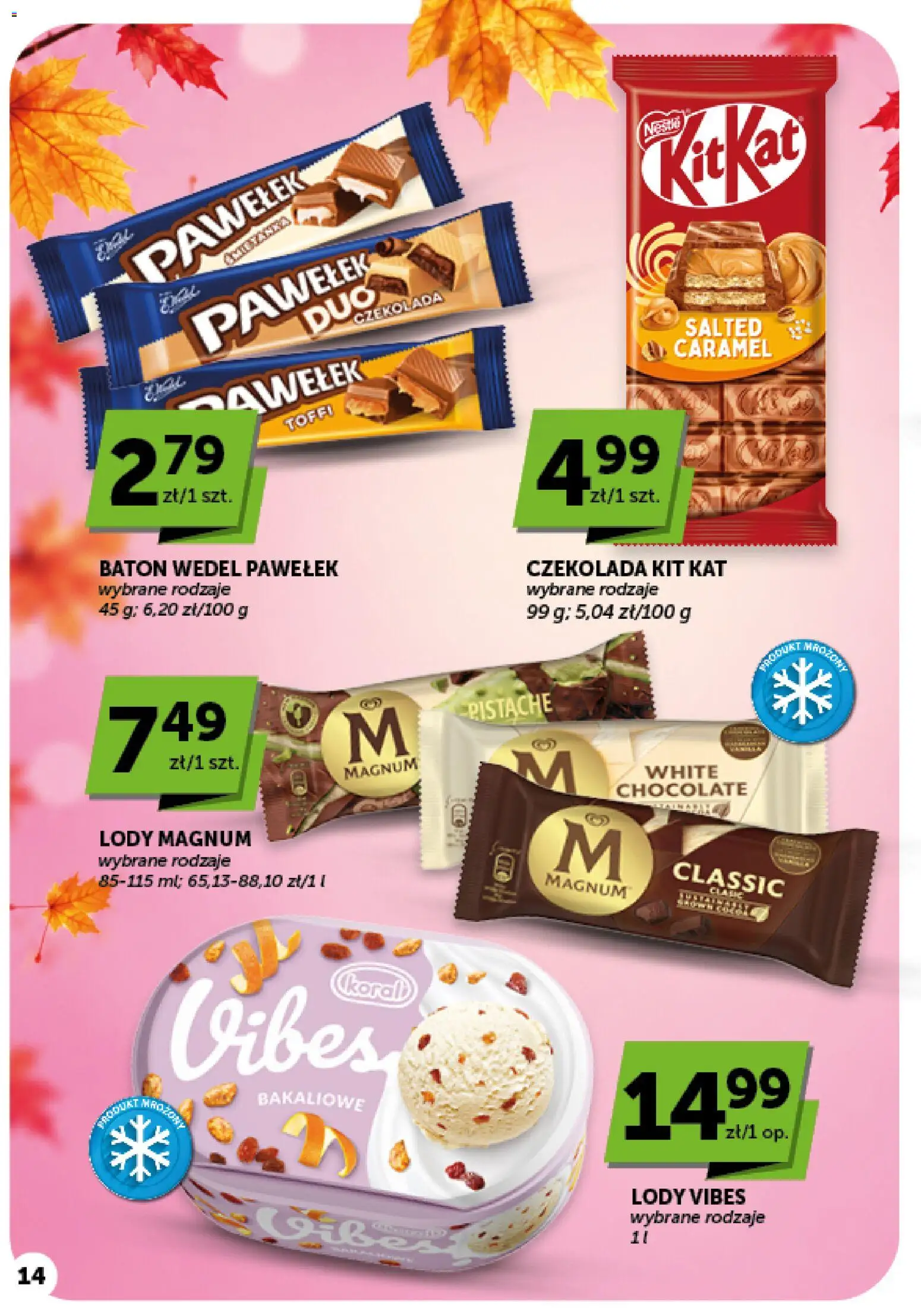 Groszek gazetka - Minimarket od 15.10.2026 | Strona: 14 | Produkty: Magnum, Baton, Czekolada, Lody