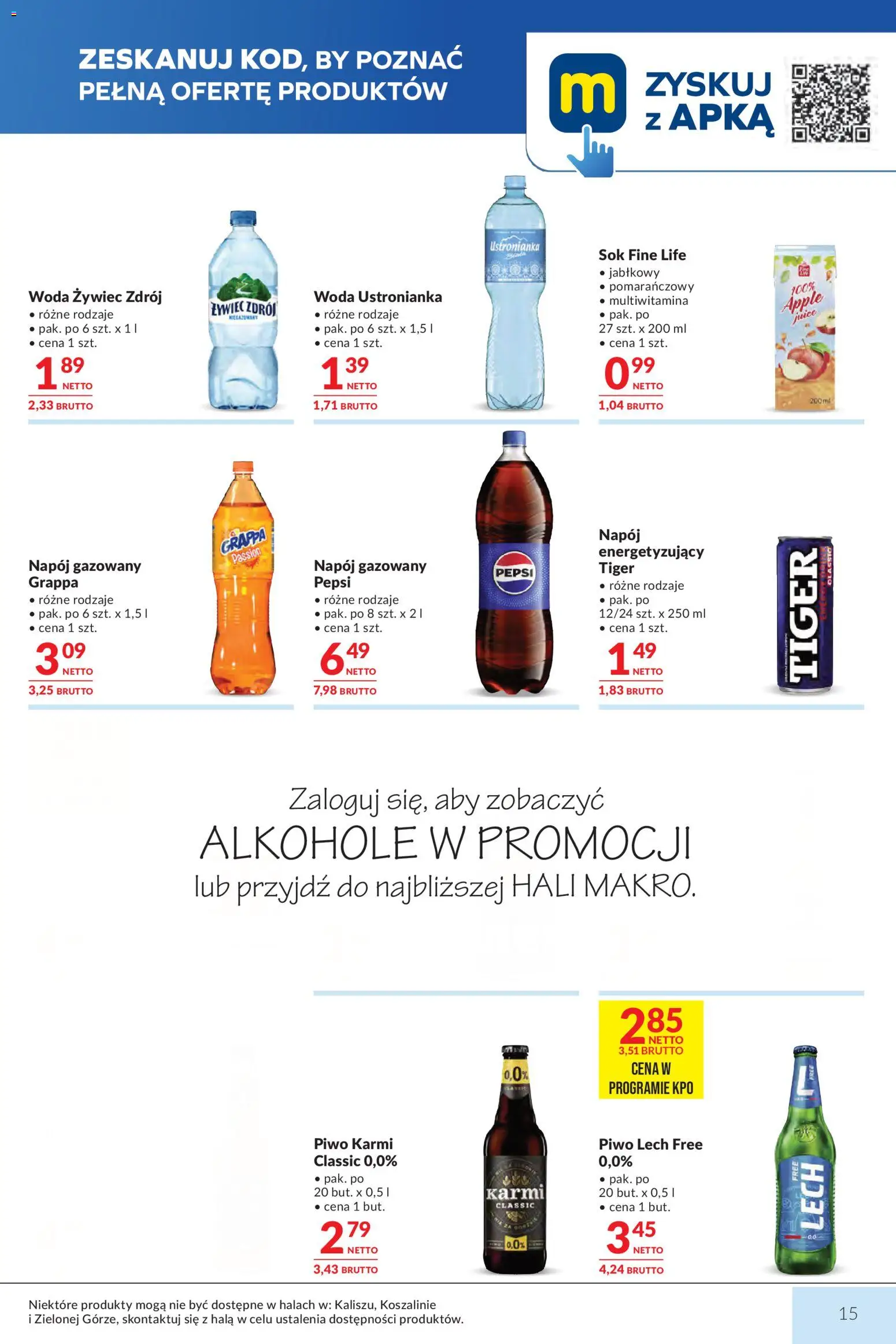 Makro gazetka od 01.09.2026 | Strona: 15 | Produkty: Woda żywiec, Lech, Woda Żywiec Zdrój, Piwo