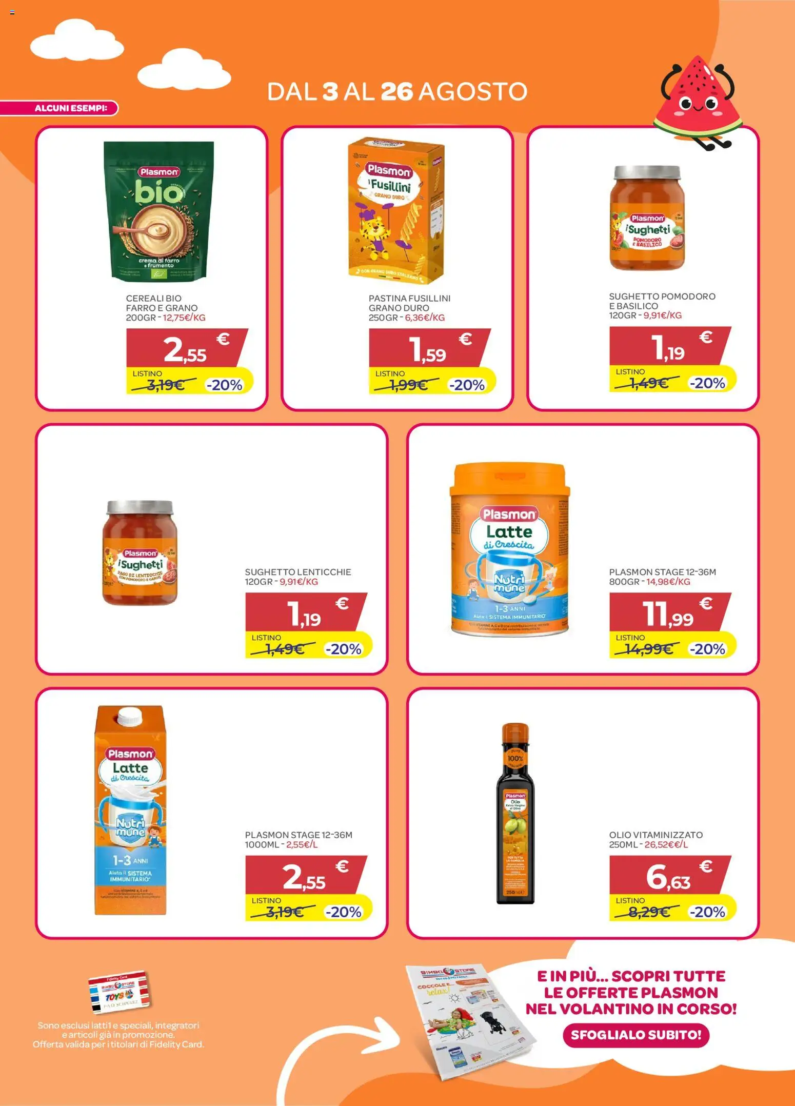 Volantino Bimbo store del 03/08/2026 | Pagina: 3 | Prodotti: Cereali, Pomodoro, Carote, Basilico