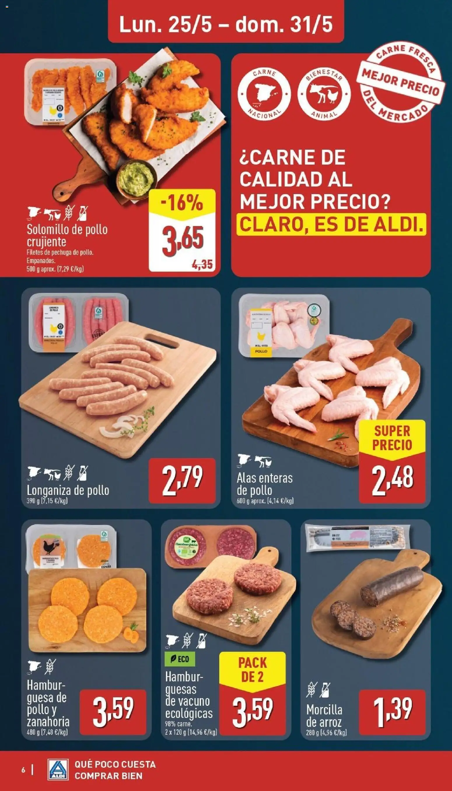 Aldi folleto Península │ válido desde el 25.05.2026 | Página: 6 | Productos: Arroz, Zanahoria, Longaniza, Σοκολατούχο γάλα