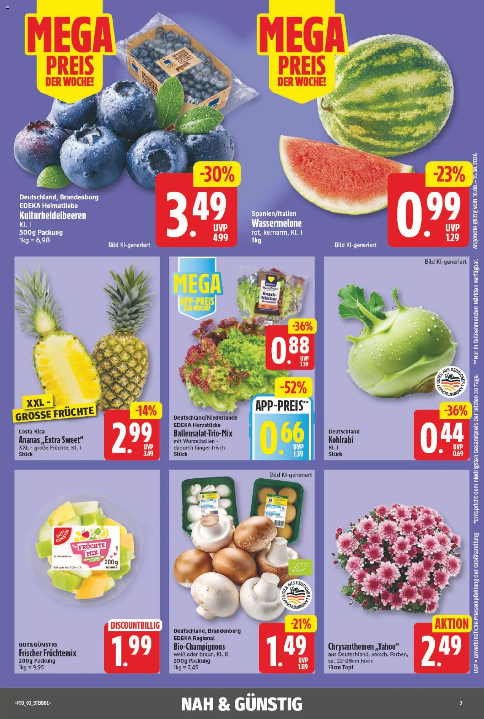 NP Discount Prospekt – gültig ab 10.08.2026 | Seite: 3 | Produkte: Kohlrabi, Ananas, Wassermelone