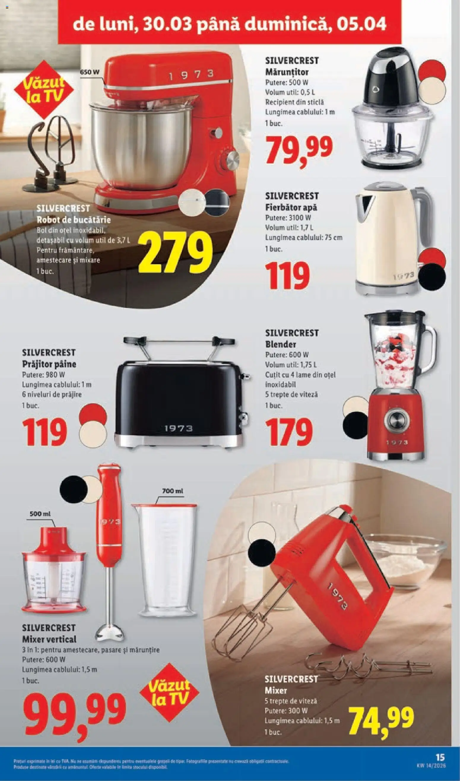 Noul catalog Lidl – valabil de la 30.03.2026 | Pagină: 15 | Produse: Boiler, Mixer, Robot, Bol