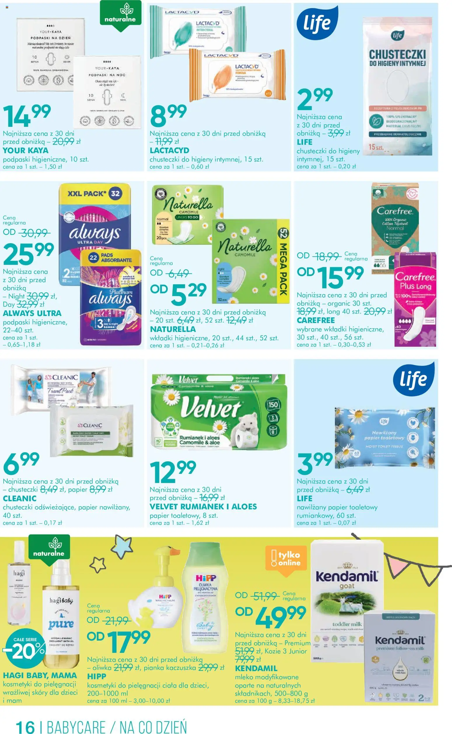 Super-pharm gazetka od 29.06.2026 | Strona: 16 | Produkty: Papier toaletowy, Kosmetyki, Mleko, Podpaski na noc